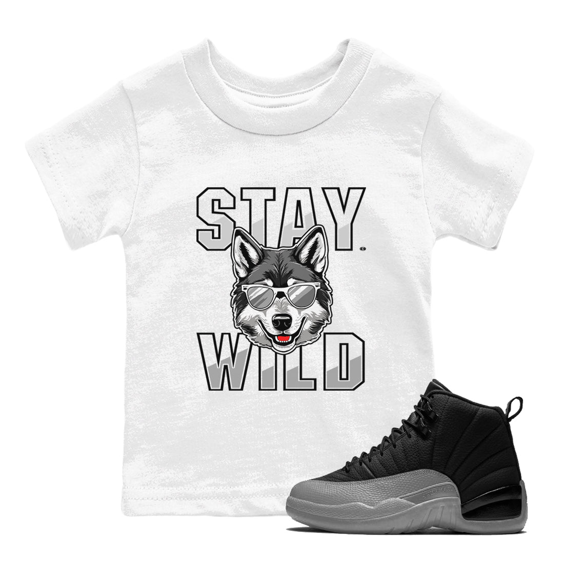 12s Black Wolf Grey shirts to match jordans Stay Wild sneaker match tees 12s Barons match shoes to clothes Drip Gear Zone Youth Baby White 1 tee