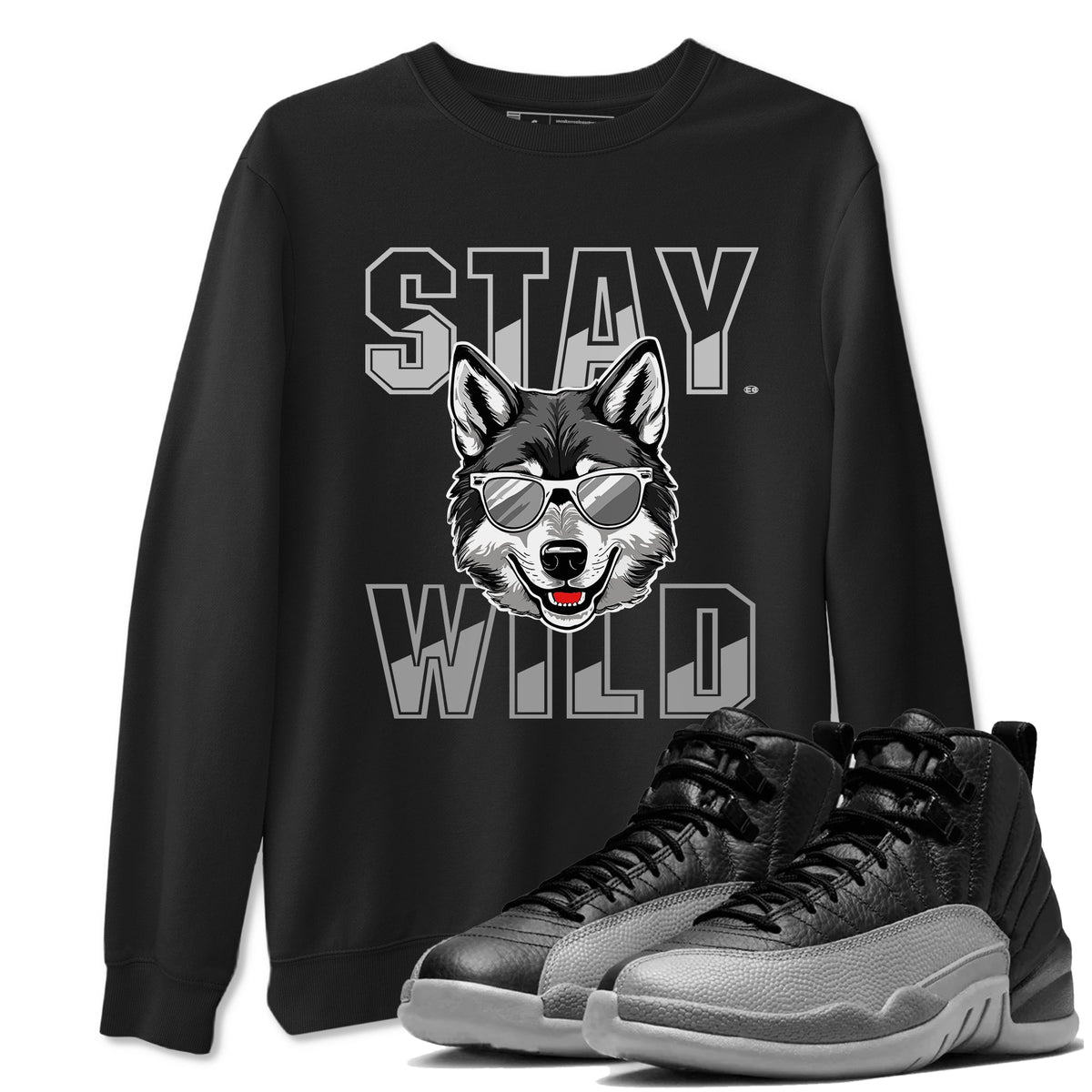 12s Black Wolf Grey shirts to match jordans Stay Wild sneaker match tees 12s Barons match shoes to clothes Drip Gear Zone unisex cotton Black 1 shirts