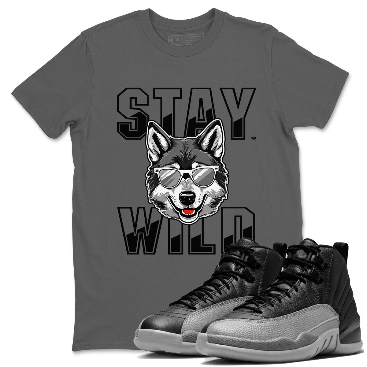 12s Black Wolf Grey shirts to match jordans Stay Wild sneaker match tees 12s Barons match shoes to clothes Drip Gear Zone unisex cotton Cool Grey 1 shirts