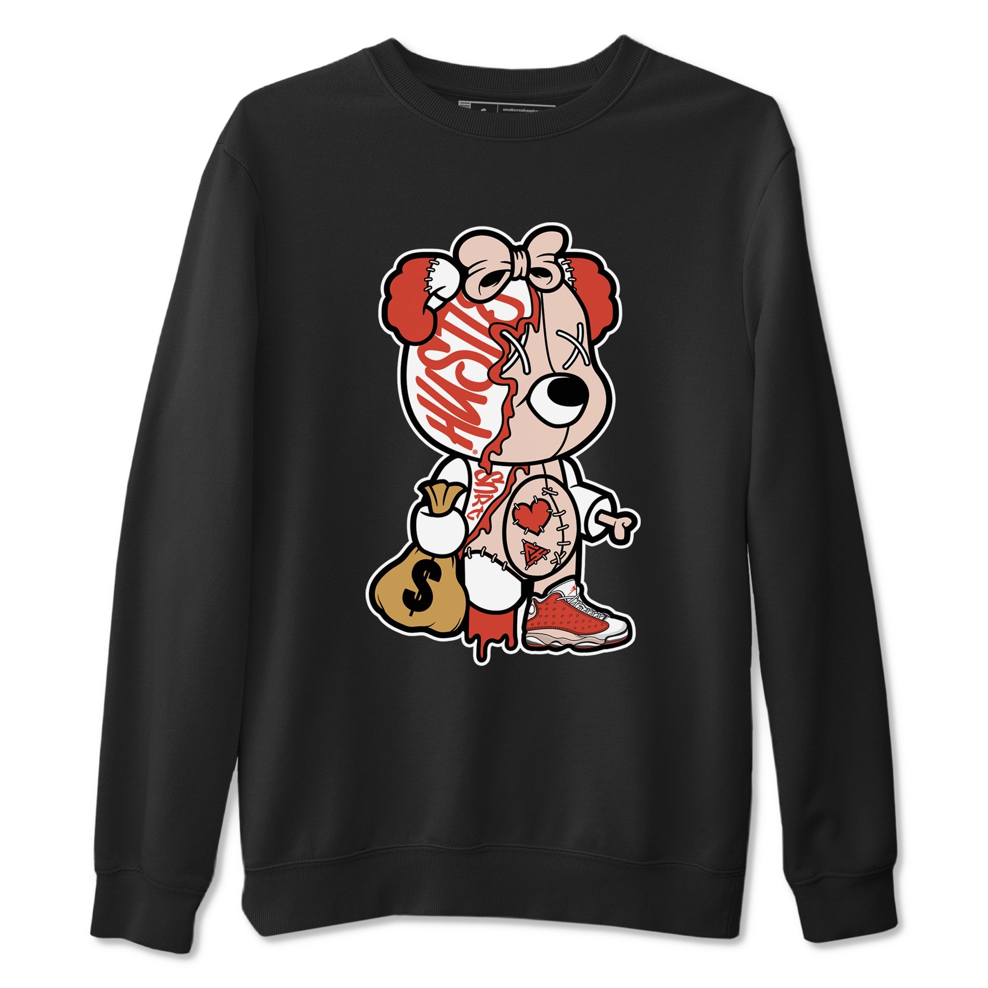 13s Dune Red shirts to match jordans Stitched Hustle Bear sneaker match tees Air Jordan 13 Dune Red Drip Gear Zone streetwear brand Black 2 unisex cotton tee