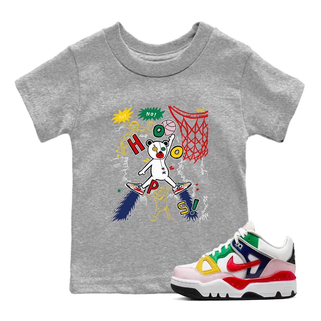AF 3 Nigo shirtsto match jordans Stop The Bear sneaker match tees Air Force 3 Low x Nigo Blue Void and Tour Yellow match shoes to clothes Drip Gear Zone Youth Baby Heather Grey 1 tee