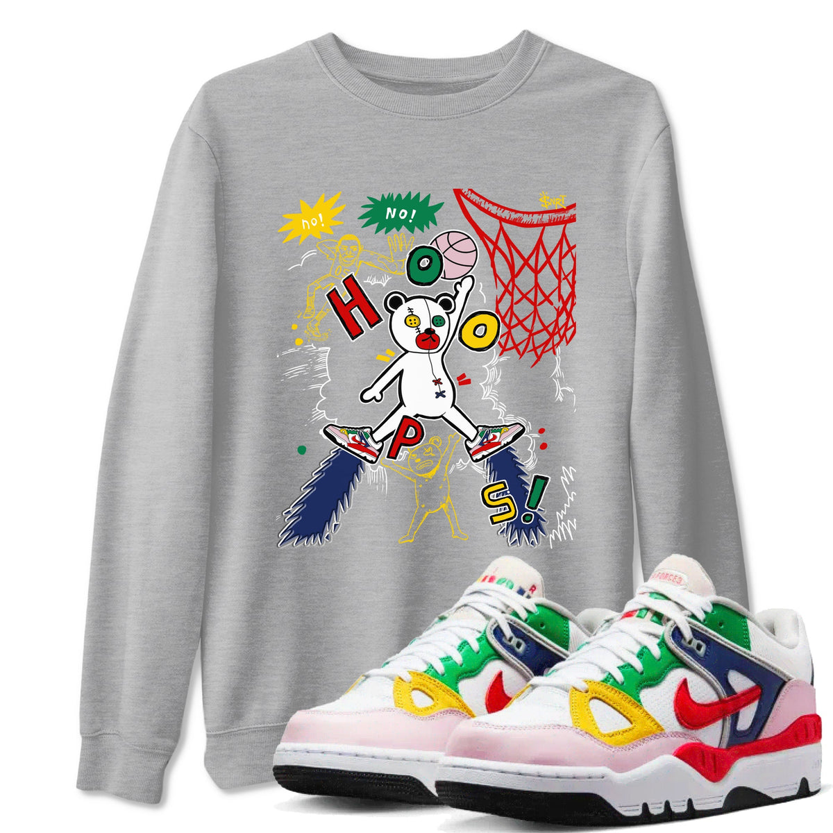 AF 3 Nigo shirtsto match jordans Stop The Bear sneaker match tees Air Force 3 Low x Nigo Blue Void and Tour Yellow match shoes to clothes Drip Gear Zone unisex cotton Heather Grey 1 shirts