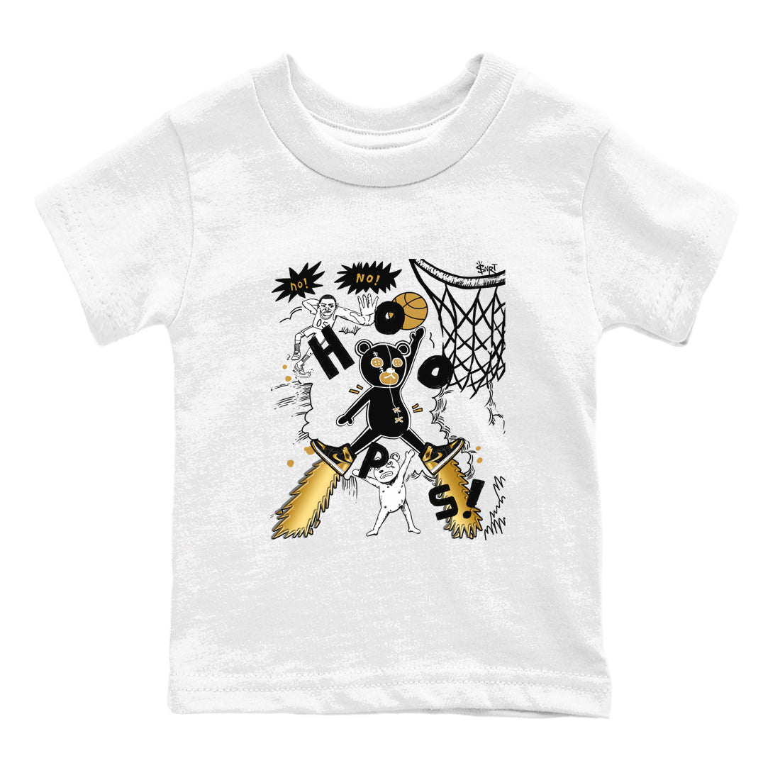 1s Black Metallic Gold shirts to match jordans Stop The Bear sneaker match tees Air Jordan 1 Black Metallic Gold Drip Gear Zone Youth Baby White 2 crew neck shirts