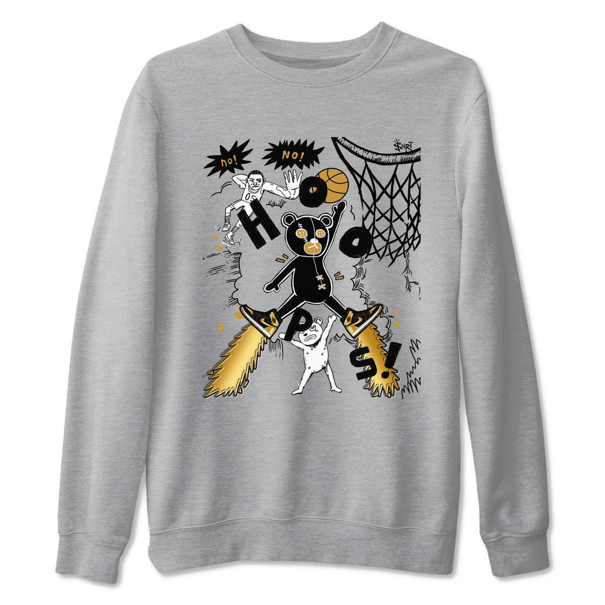 1s Black Metallic Gold shirts to match jordans Stop The Bear sneaker match tees Air Jordan 1 Black Metallic Gold Drip Gear Zone unisex cotton Heather Grey 2 crew neck shirts