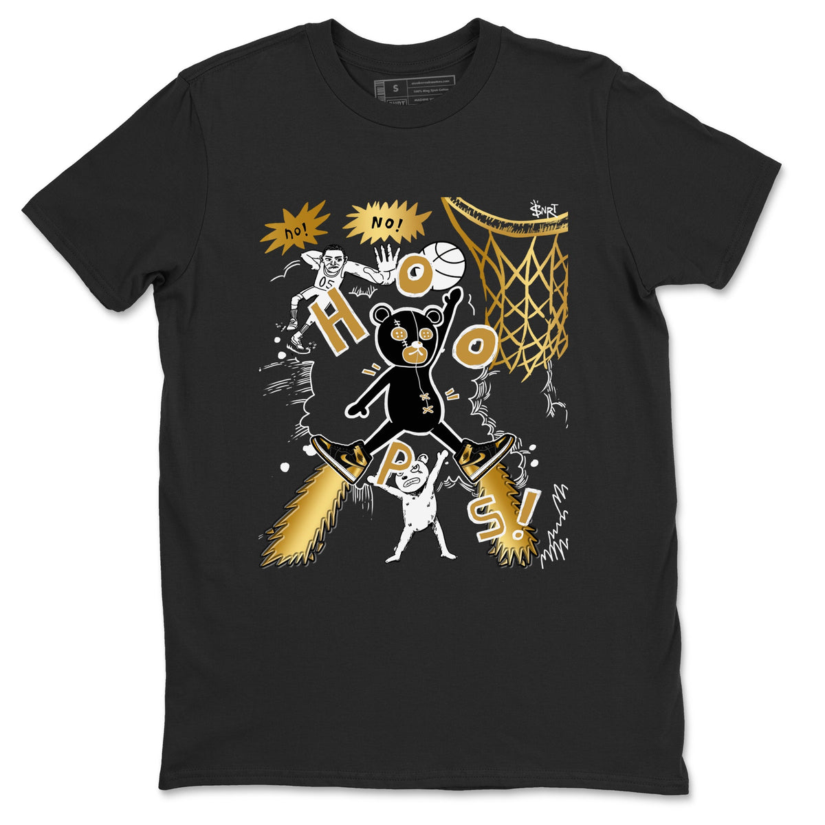 1s Black Metallic Gold shirts to match jordans Stop The Bear sneaker match tees Air Jordan 1 Black Metallic Gold Drip Gear Zone unisex cotton Black 2 crew neck shirts