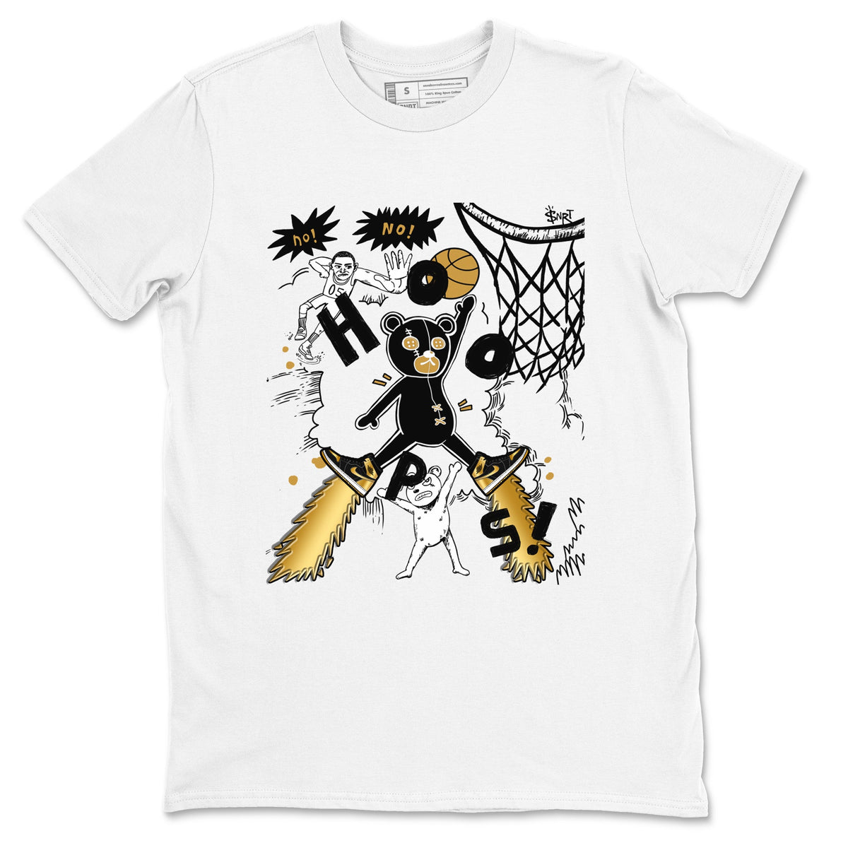 1s Black Metallic Gold shirts to match jordans Stop The Bear sneaker match tees Air Jordan 1 Black Metallic Gold Drip Gear Zone unisex cotton White 2 crew neck shirts