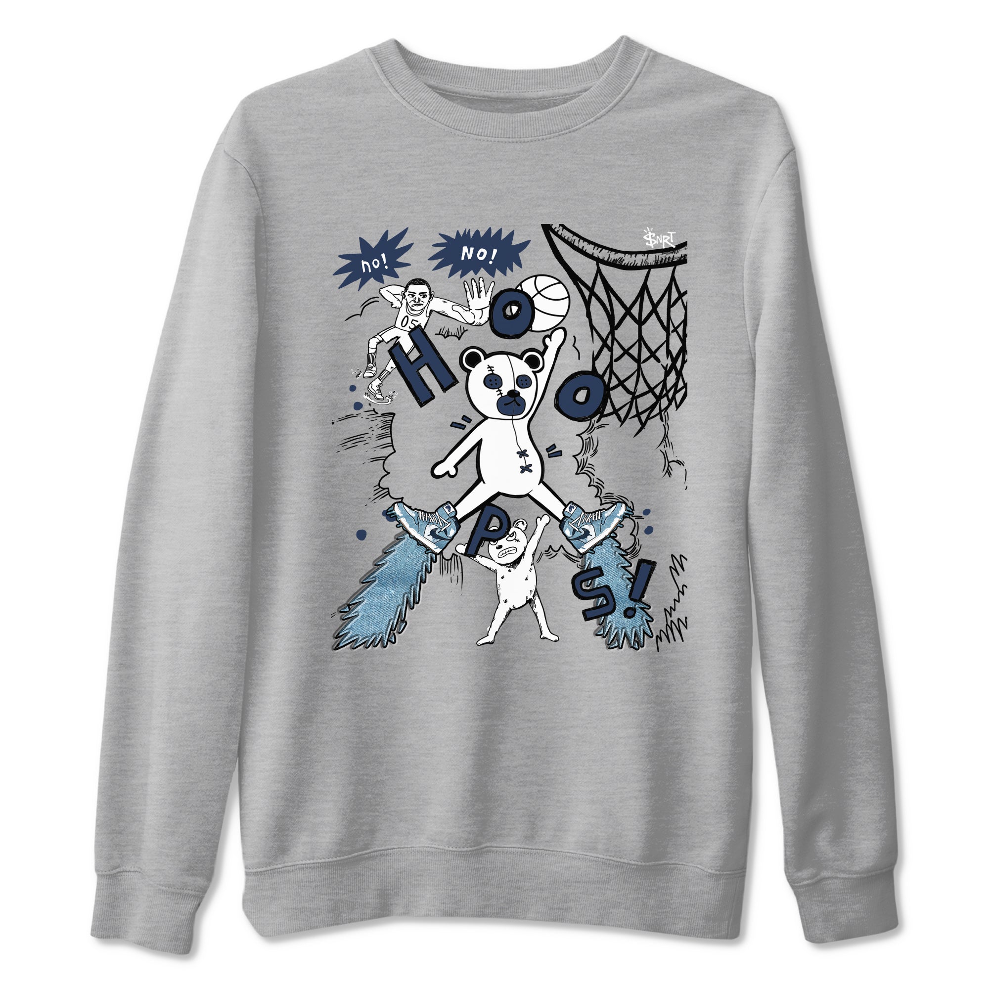 1s Denim shirts to match jordans Stop The Bear sneaker match tees Air Jordan 1 Denim Drip Gear Zone streetwear brand Heather Grey 2 unisex cotton tee