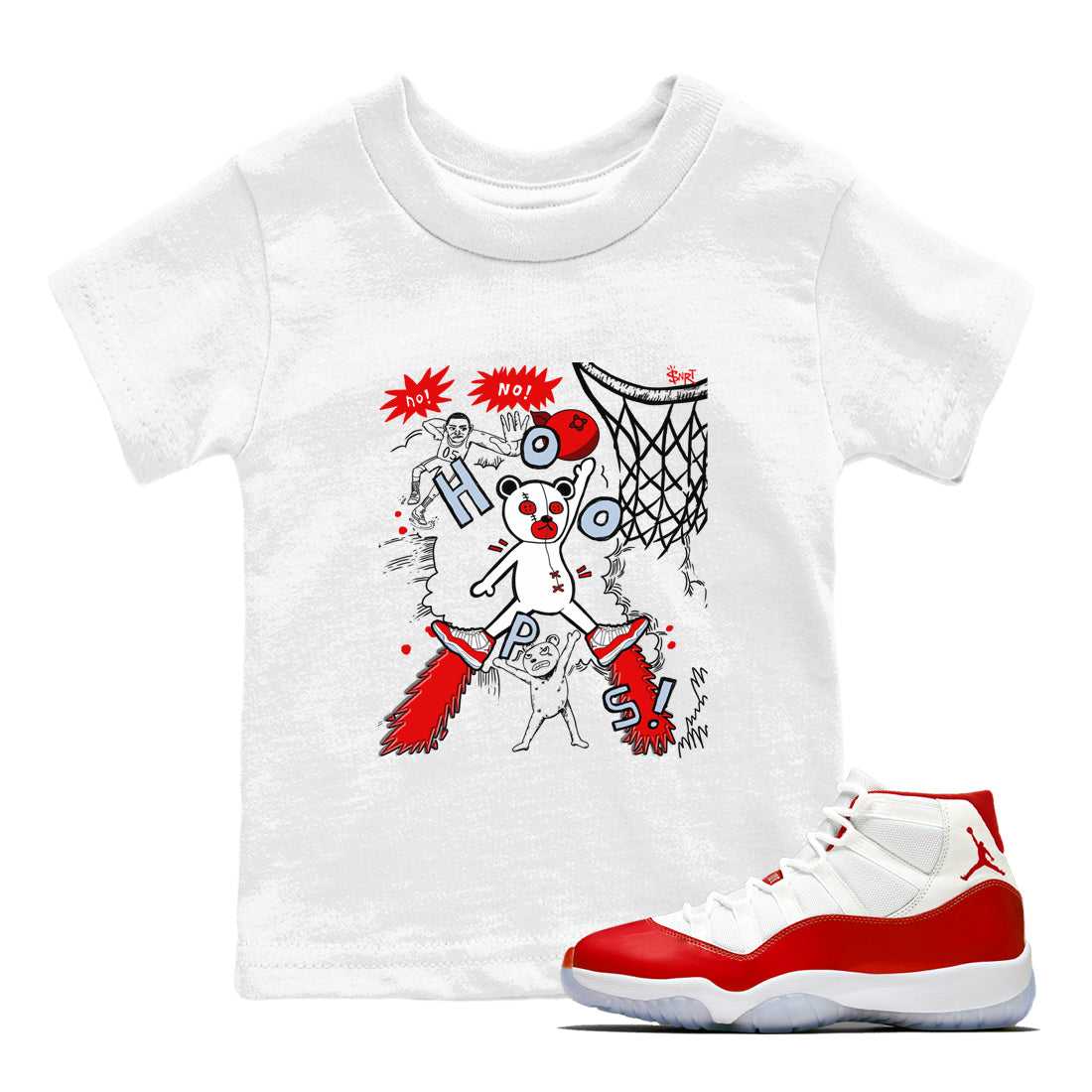 11s Cherry shirts to match jordans Stop The Bear sneaker match tees Air Jordan 11 Retro Cherry match shoes to clothes Drip Gear Zone Youth Baby White 1 tee