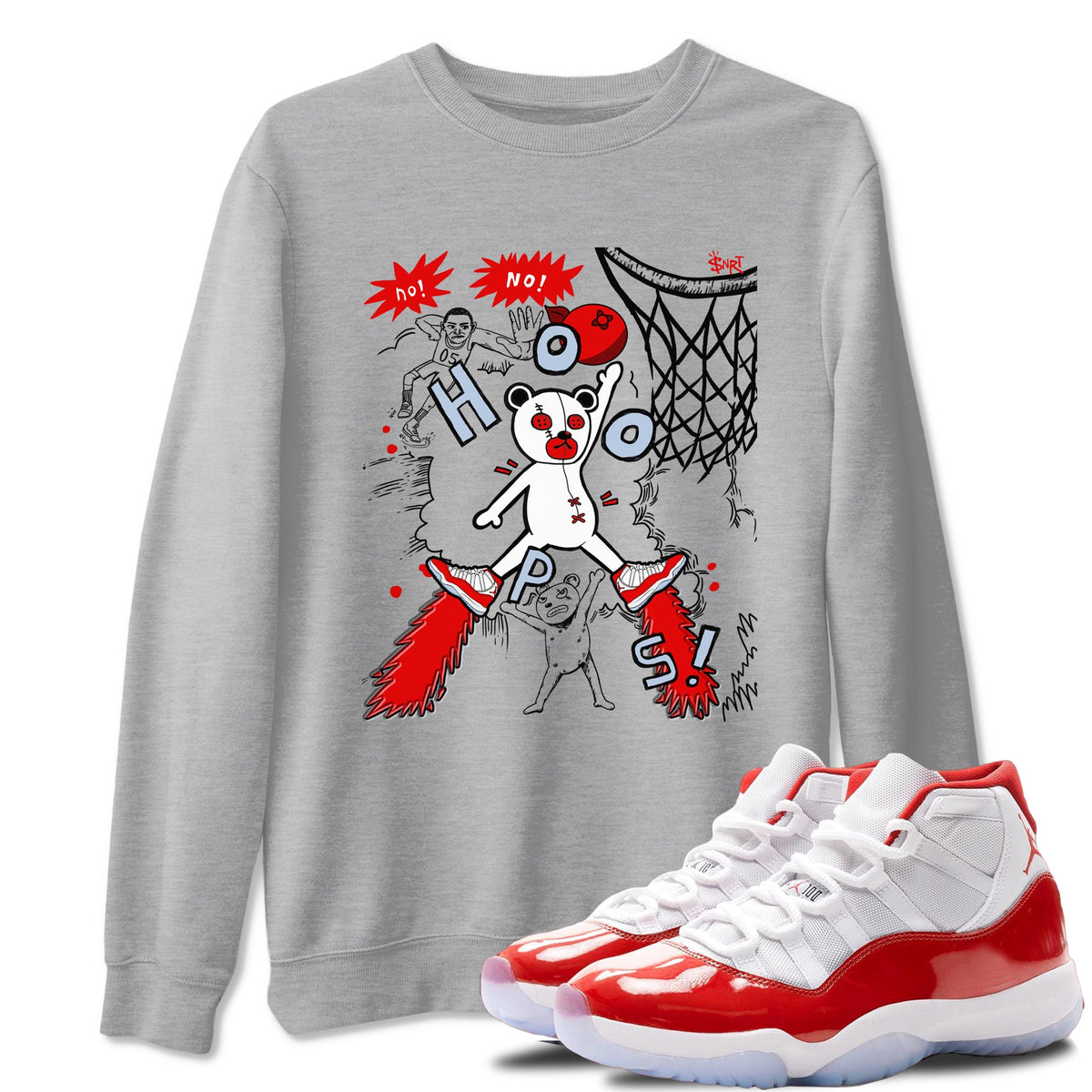 11s Cherry shirts to match jordans Stop The Bear sneaker match tees Air Jordan 11 Retro Cherry match shoes to clothes Drip Gear Zone unisex cotton Heather Grey 1 shirts