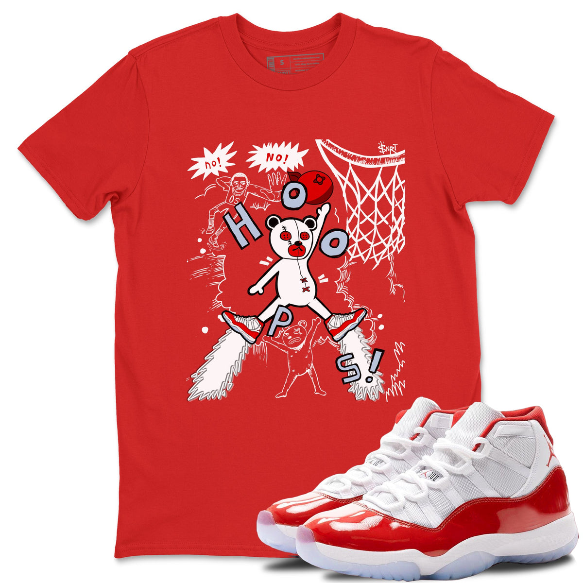 11s Cherry shirts to match jordans Stop The Bear sneaker match tees Air Jordan 11 Retro Cherry match shoes to clothes Drip Gear Zone unisex cotton Red 1 shirts