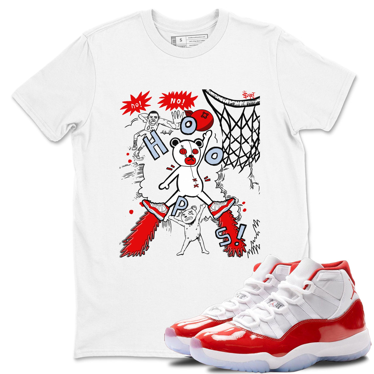 11s Cherry shirts to match jordans Stop The Bear sneaker match tees Air Jordan 11 Retro Cherry match shoes to clothes Drip Gear Zone unisex cotton White 1 shirts