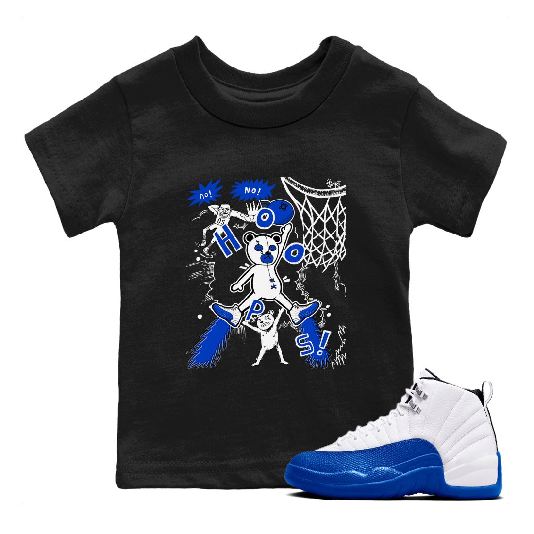 12s Blueberry shirts to match jordans Stop The Bear sneaker match tees Air Jordan 12 Blueberry Drip Gear Zone Youth Baby Black 1 crew neck shirts