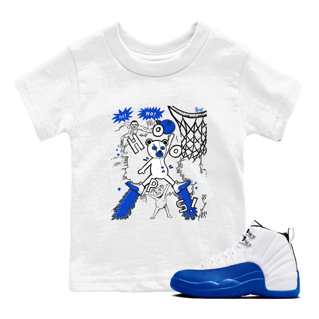 12s Blueberry shirts to match jordans Stop The Bear sneaker match tees Air Jordan 12 Blueberry Drip Gear Zone Youth Baby White 1 crew neck shirts