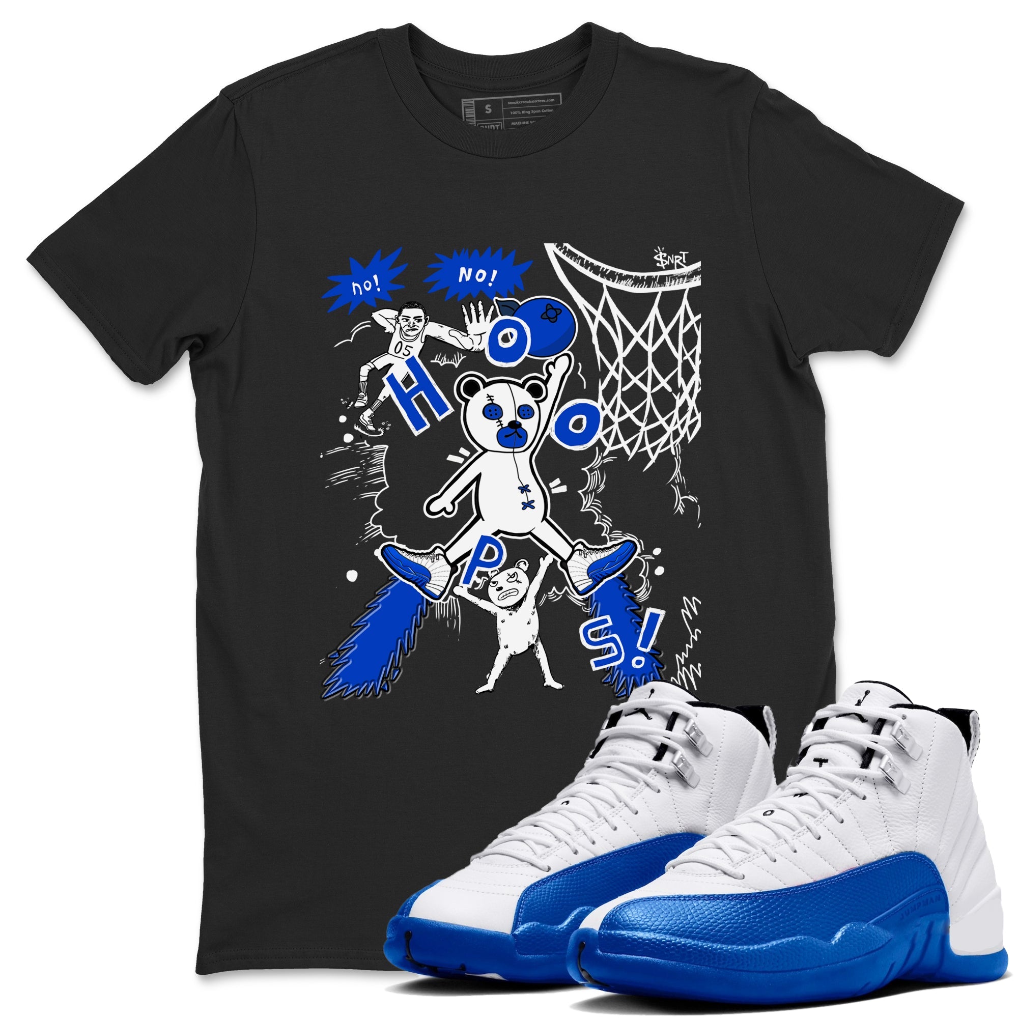 12s Blueberry shirts to match jordans Stop The Bear sneaker match tees Air Jordan 12 Blueberry Drip Gear Zone unisex cotton Black 1 crew neck shirts
