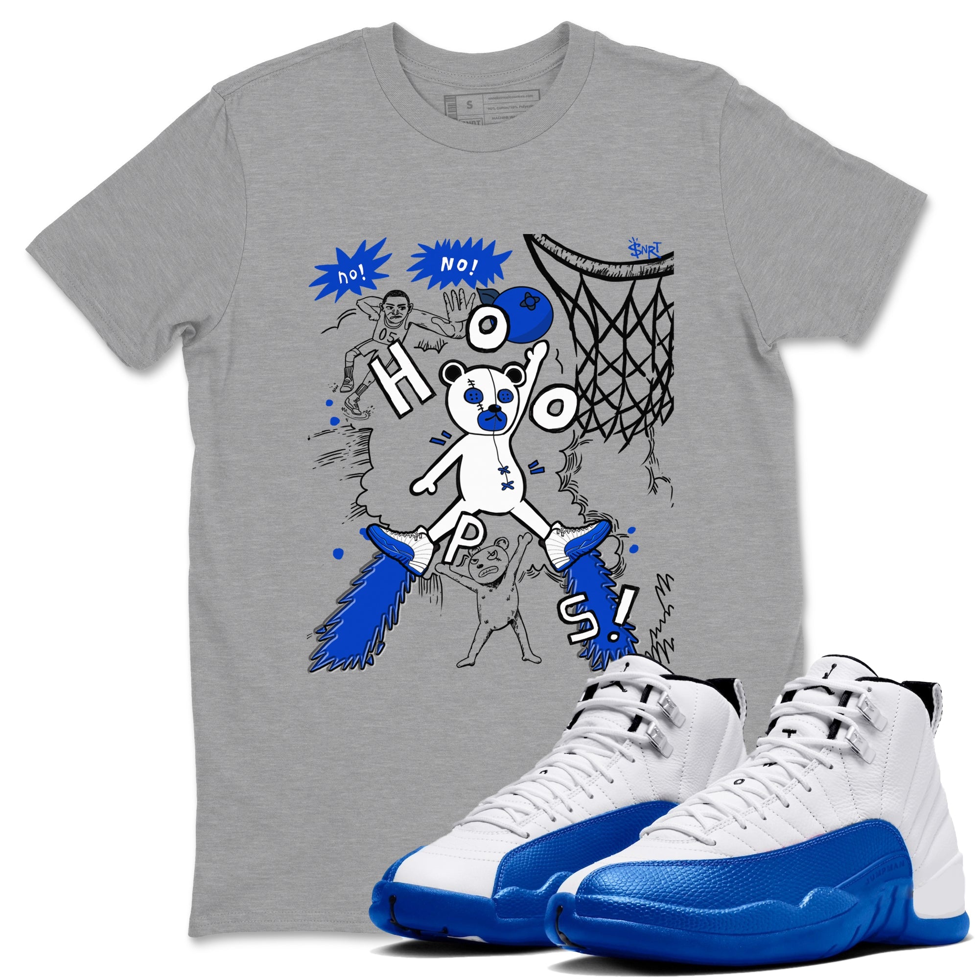 12s Blueberry shirts to match jordans Stop The Bear sneaker match tees Air Jordan 12 Blueberry Drip Gear Zone unisex cotton Heather Grey 1 crew neck shirts