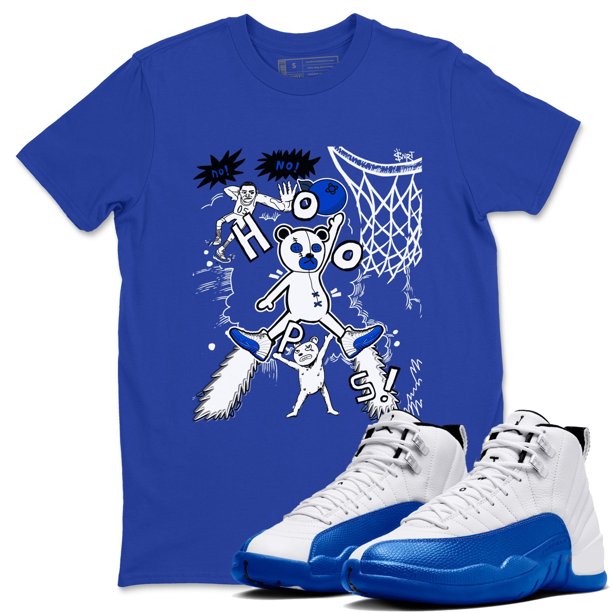 12s Blueberry shirts to match jordans Stop The Bear sneaker match tees Air Jordan 12 Blueberry Drip Gear Zone unisex cotton Royal Blue 1 crew neck shirts