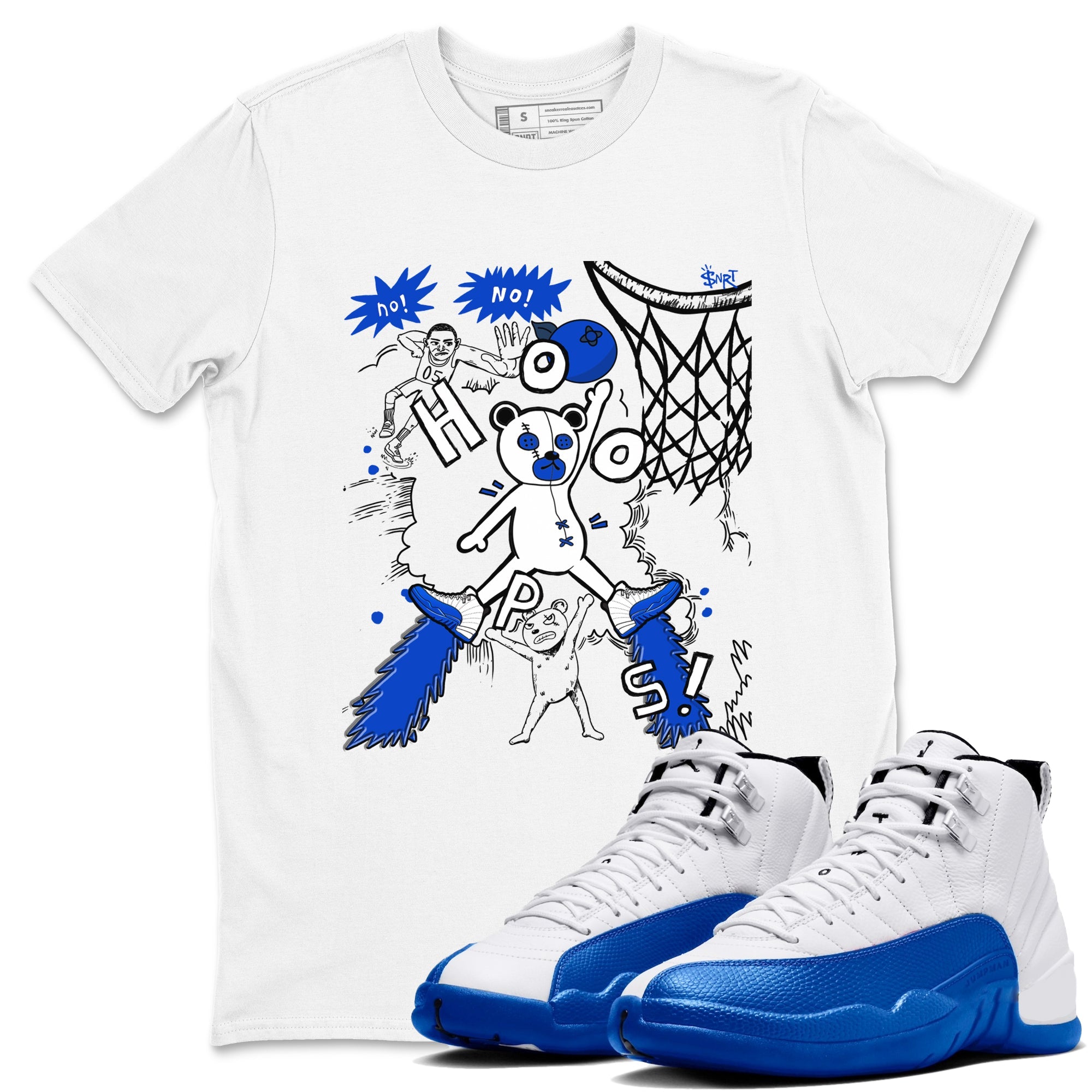12s Blueberry shirts to match jordans Stop The Bear sneaker match tees Air Jordan 12 Blueberry Drip Gear Zone unisex cotton White 1 crew neck shirts