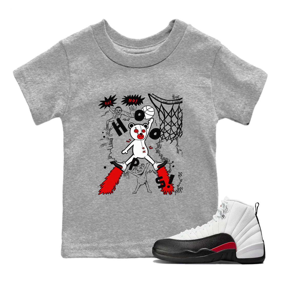 AJ12 Taxi Flip shirt to match jordans Stop The Bear sneaker tees AJ12 Taxi Flip Drip Gear Zone baby toddler Heather Grey 1 cotton Shirt