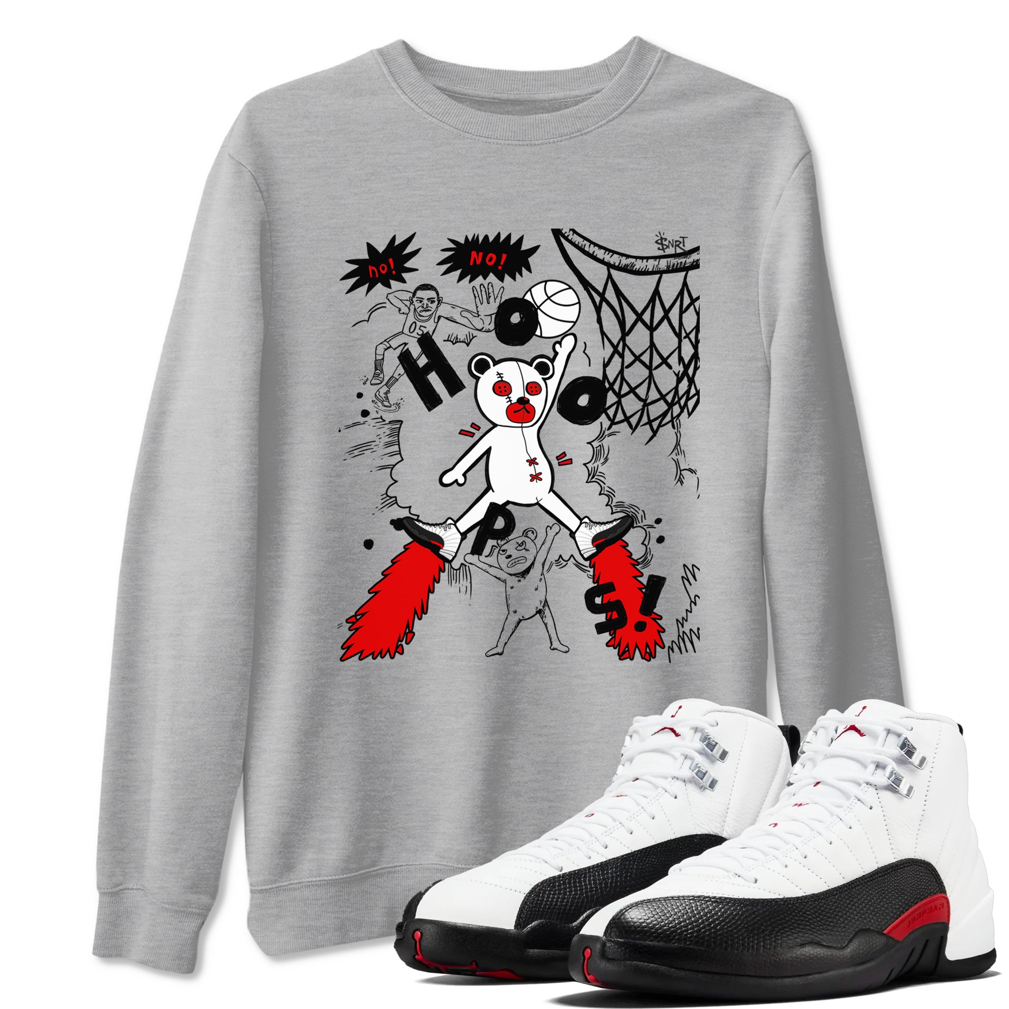 AJ12 Taxi Flip shirt to match jordans Stop The Bear sneaker tees AJ12 Taxi Flip Drip Gear Zone unisex cotton Heather Grey 1 crew neck shirt