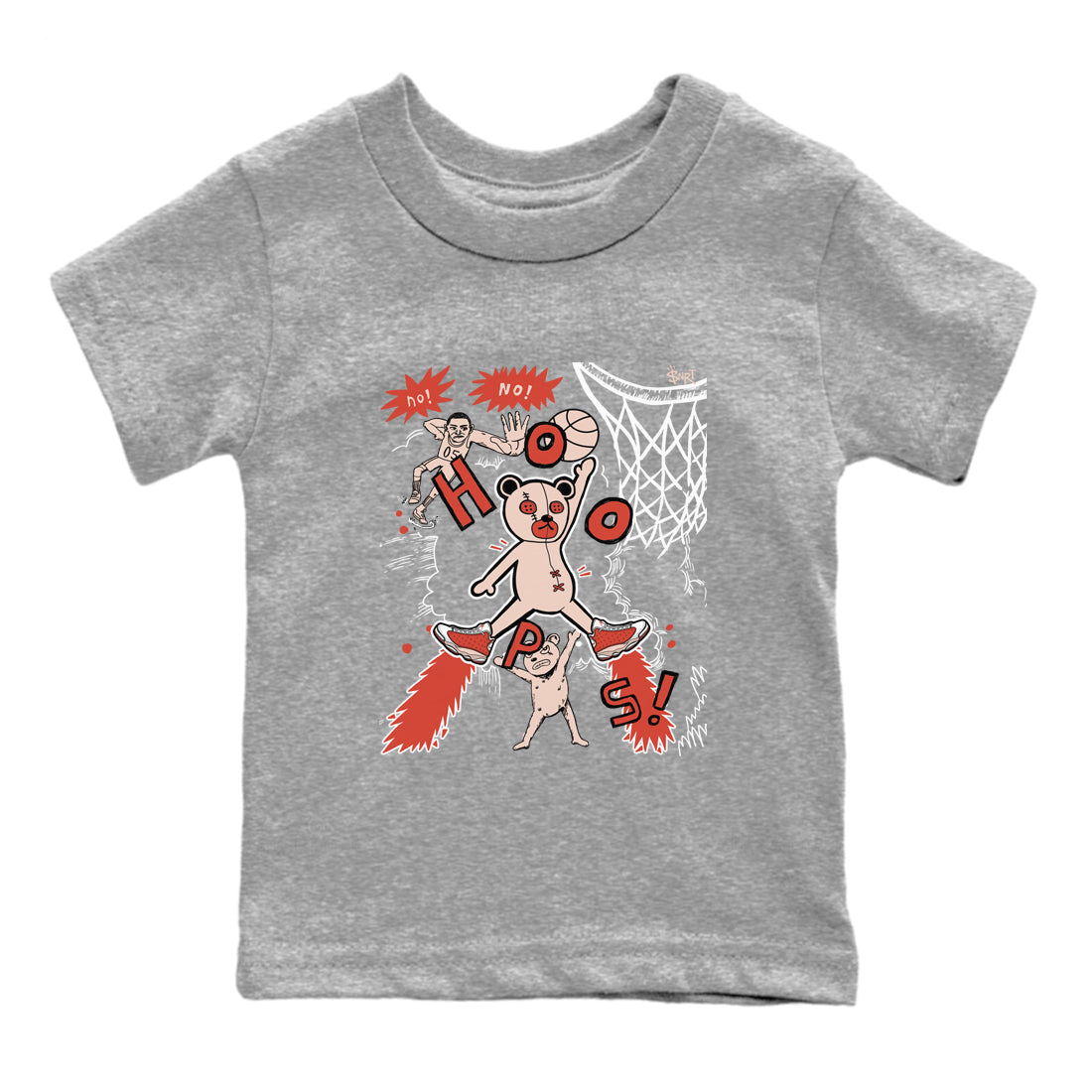 AJ13 Dune Red shirts to match jordans Stop The Bear sneaker match tees Air Jordan 13 Dune Red Drip Gear Zone streetwear brand Baby and Youth Heather Grey 2 cotton tee