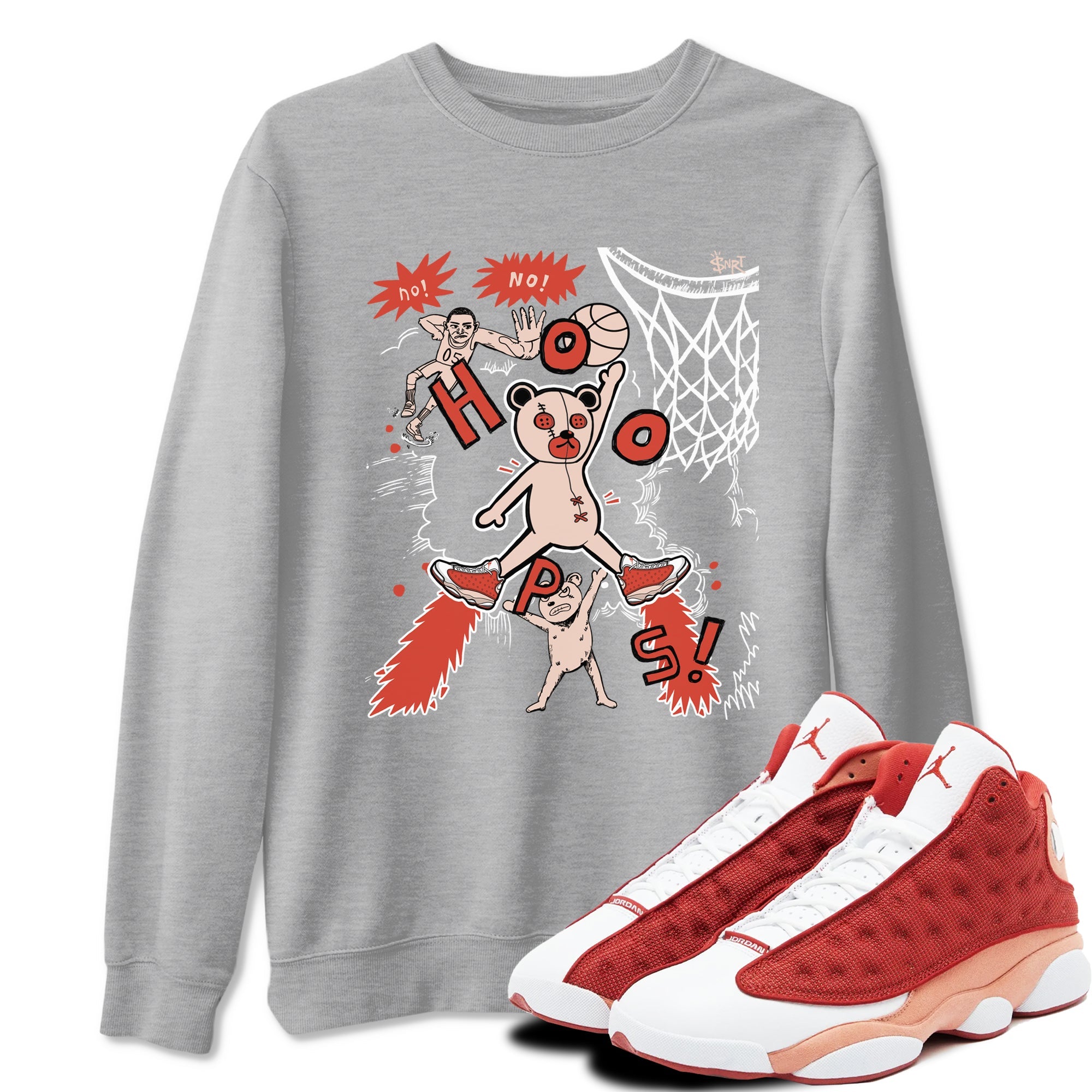 AJ13 Dune Red shirts to match jordans Stop The Bear sneaker match tees Air Jordan 13 Dune Red Drip Gear Zone streetwear brand Heather Grey 1 unisex cotton tee