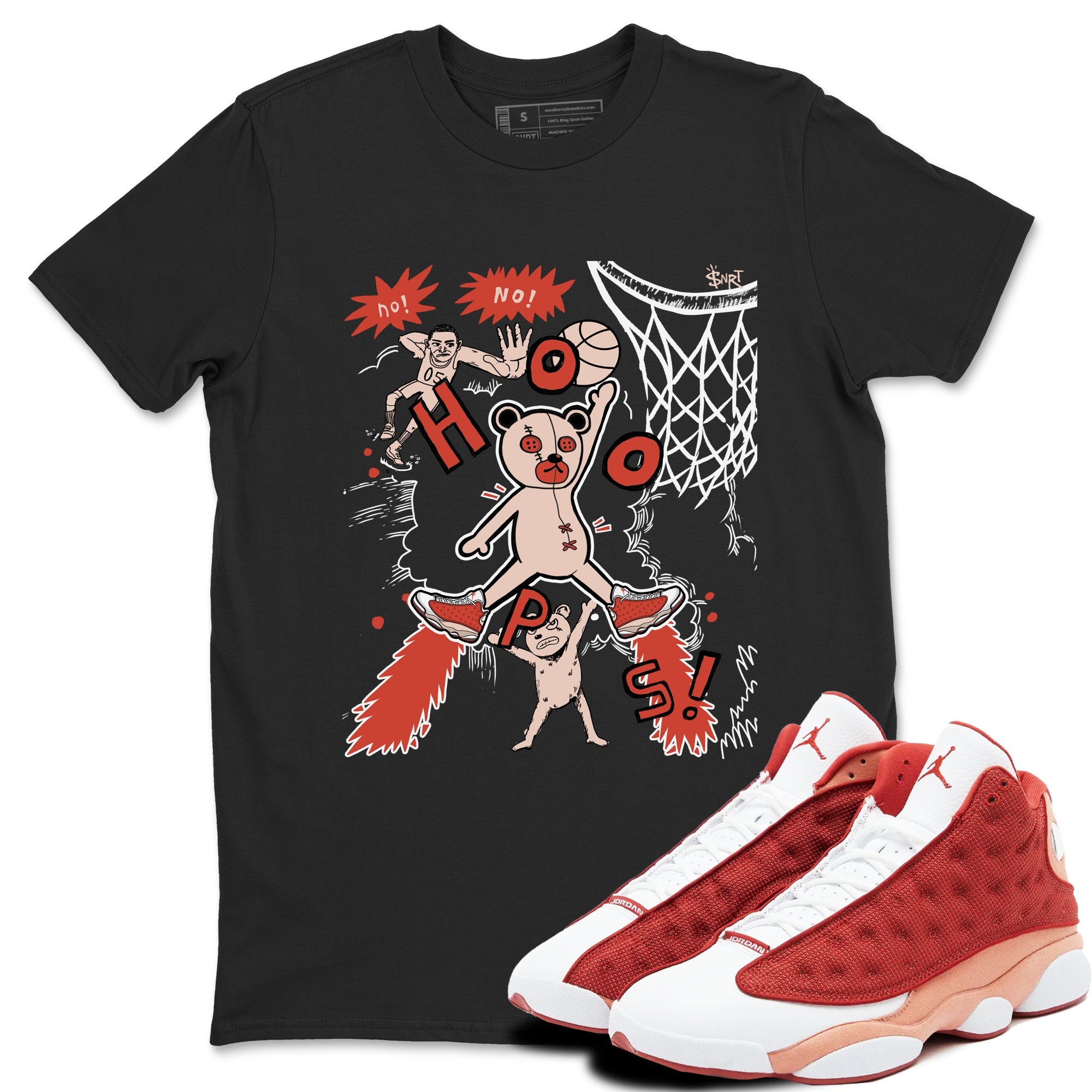 AJ13 Dune Red shirts to match jordans Stop The Bear sneaker match tees Air Jordan 13 Dune Red Drip Gear Zone streetwear brand Black 1 unisex cotton tee