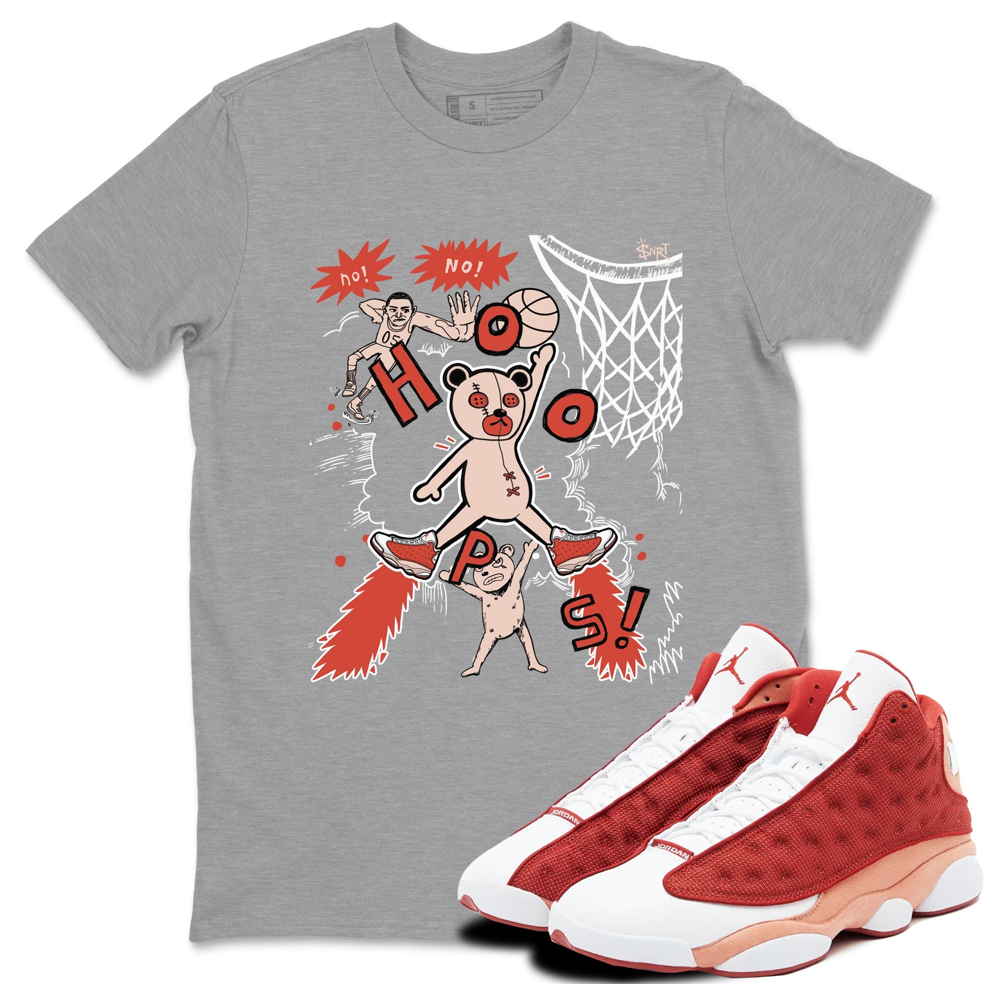 AJ13 Dune Red shirts to match jordans Stop The Bear sneaker match tees Air Jordan 13 Dune Red Drip Gear Zone streetwear brand Heather Grey 1 unisex cotton tee
