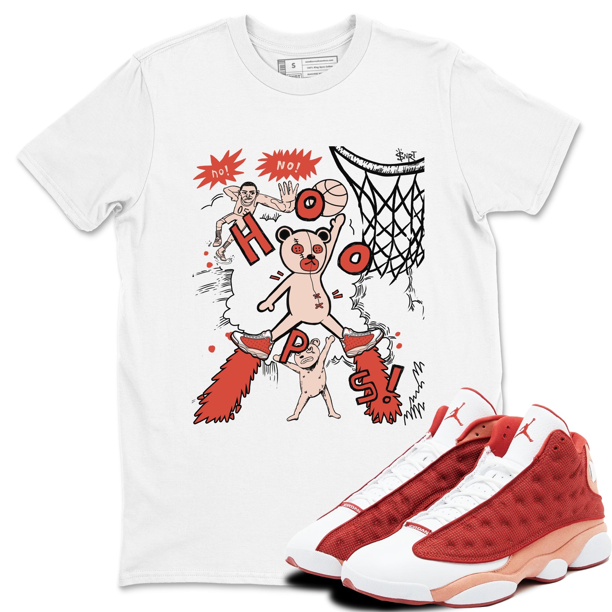 AJ13 Dune Red shirts to match jordans Stop The Bear sneaker match tees Air Jordan 13 Dune Red Drip Gear Zone streetwear brand White 1 unisex cotton tee