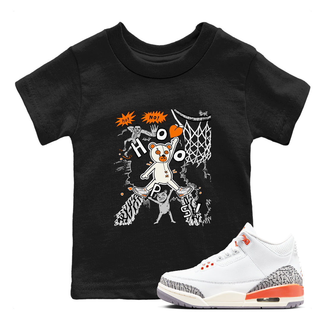3s Georgia Peach shirt to match jordans Stop The Bear sneaker tees Air Jordan 3 Georgia Peach Drip Gear Zone baby toddler Black 1 cotton Shirt