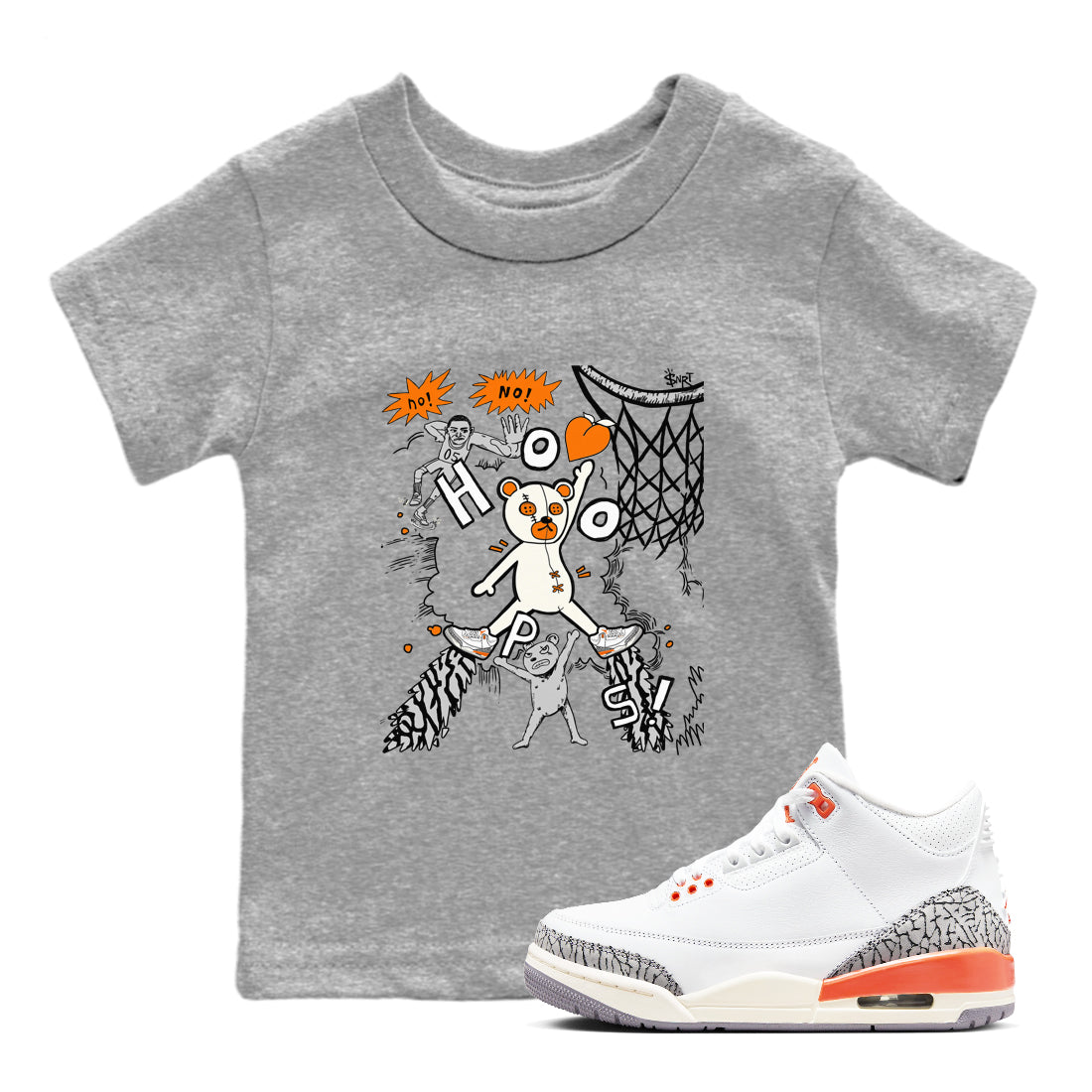 3s Georgia Peach shirt to match jordans Stop The Bear sneaker tees Air Jordan 3 Georgia Peach Drip Gear Zone baby toddler Heather Grey 1 cotton Shirt