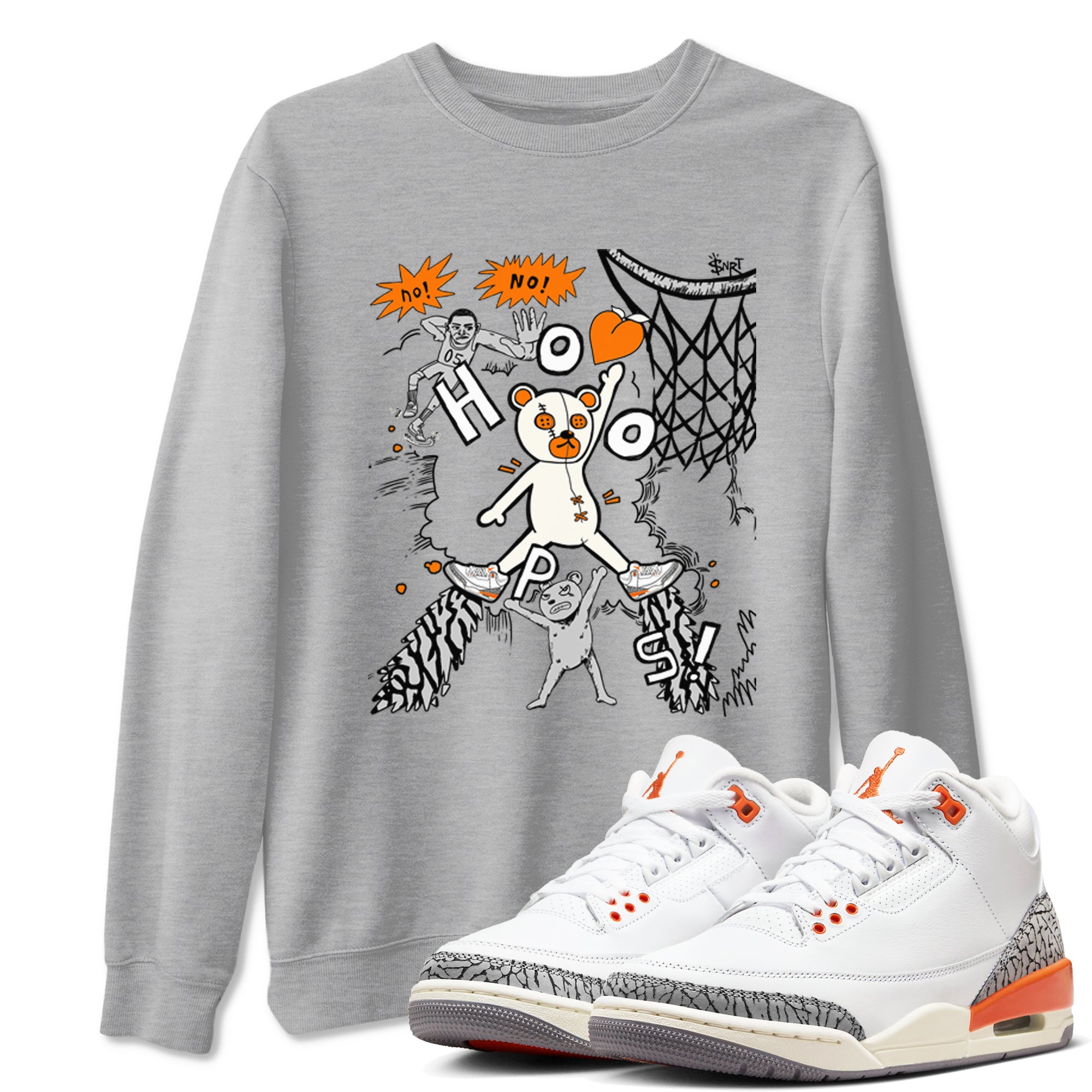 3s Georgia Peach shirt to match jordans Stop The Bear sneaker tees Air Jordan 3 Georgia Peach Drip Gear Zone unisex cotton Heather Grey 1 crew neck shirt