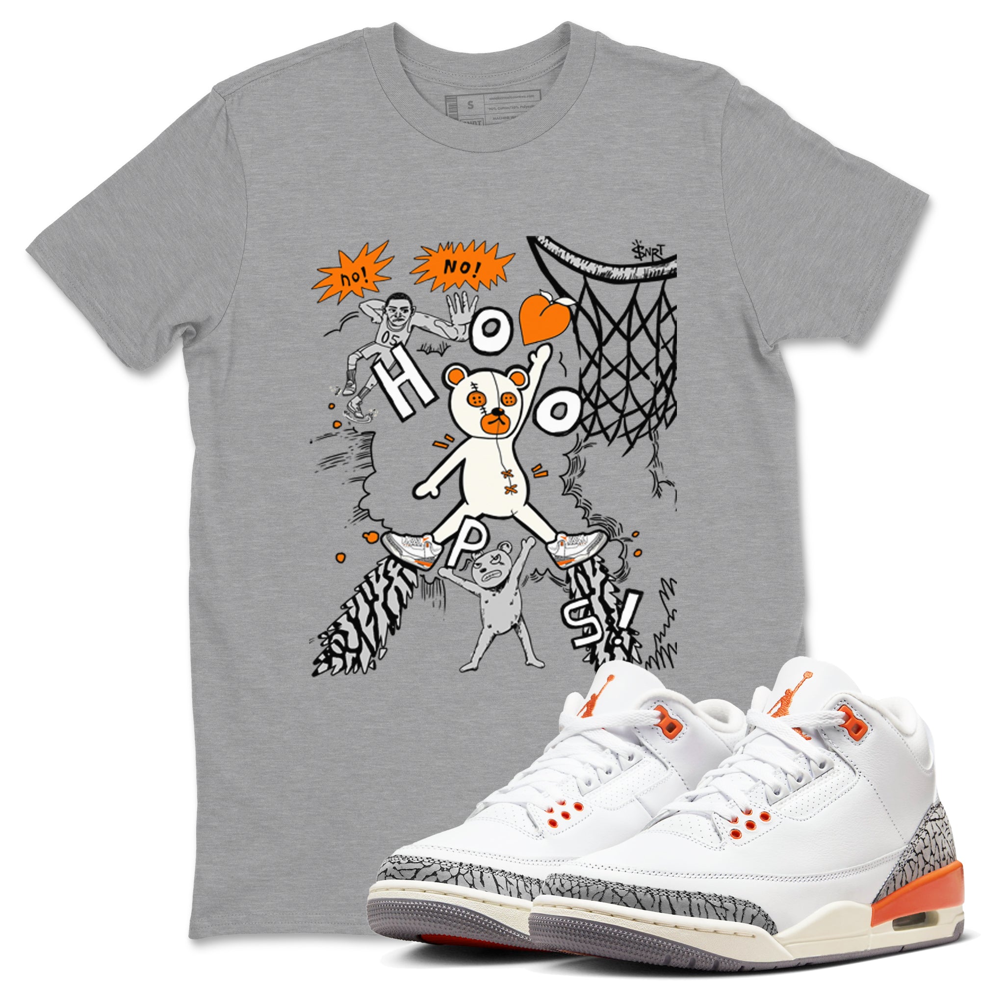 3s Georgia Peach shirt to match jordans Stop The Bear sneaker tees Air Jordan 3 Georgia Peach Drip Gear Zone unisex cotton Heather Grey 1 crew neck shirt