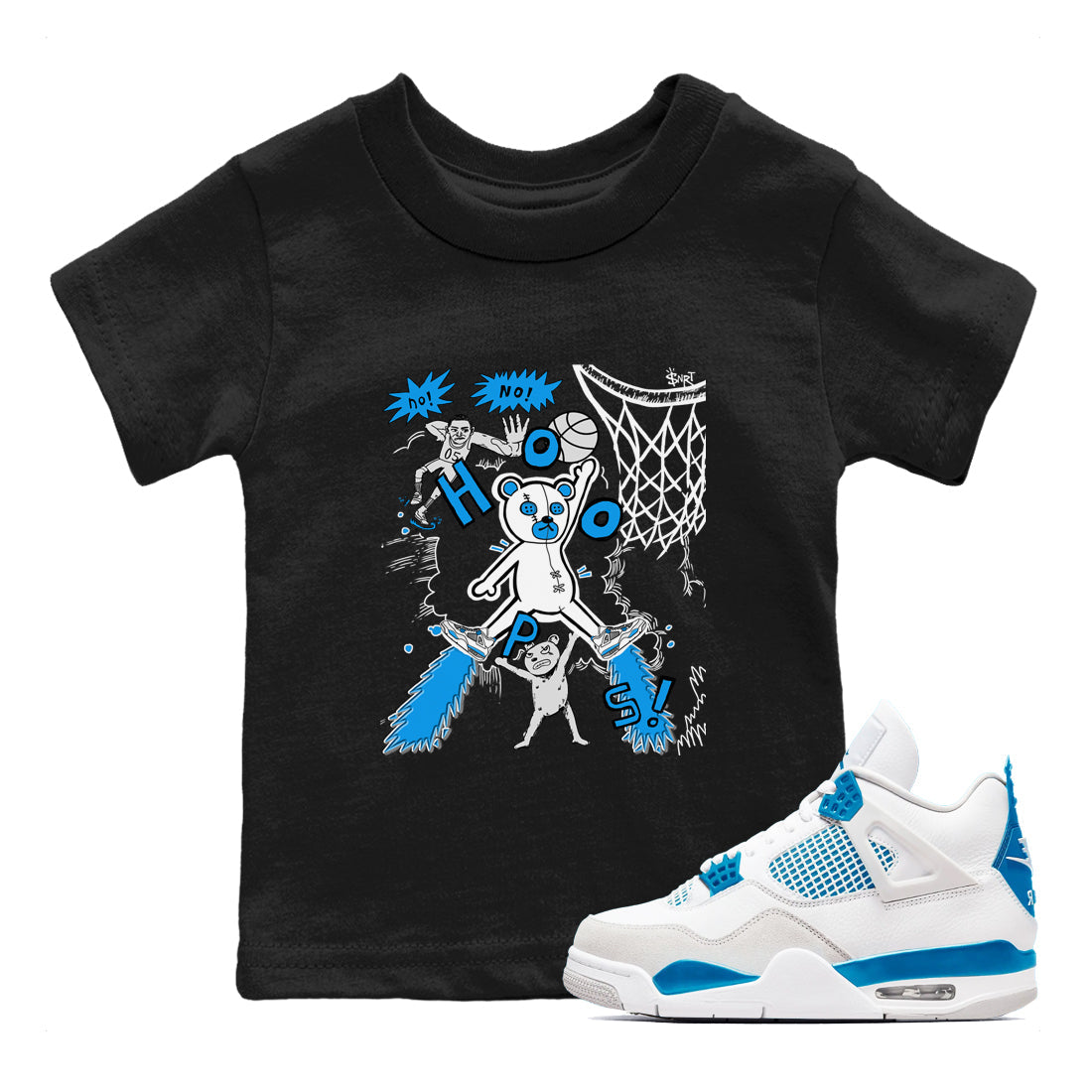 4s Military Blue shirt to match jordans Stop The Bear sneaker tees Air Jordan 4 Military Blue Drip Gear Zone baby toddler Black 1 cotton Shirt