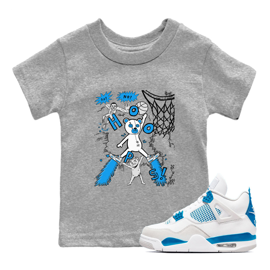 4s Military Blue shirt to match jordans Stop The Bear sneaker tees Air Jordan 4 Military Blue Drip Gear Zone baby toddler Heather Grey 1 cotton Shirt