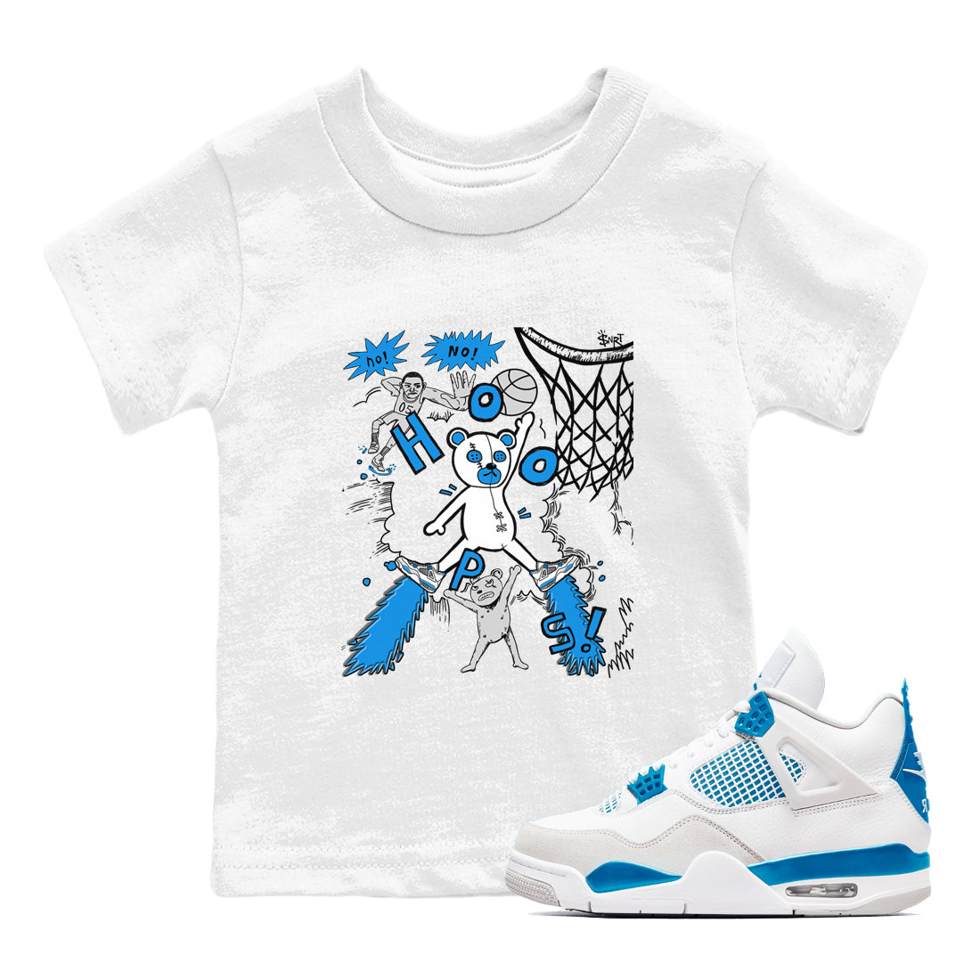 4s Military Blue shirt to match jordans Stop The Bear sneaker tees Air Jordan 4 Military Blue Drip Gear Zone baby toddler White 1 cotton Shirt