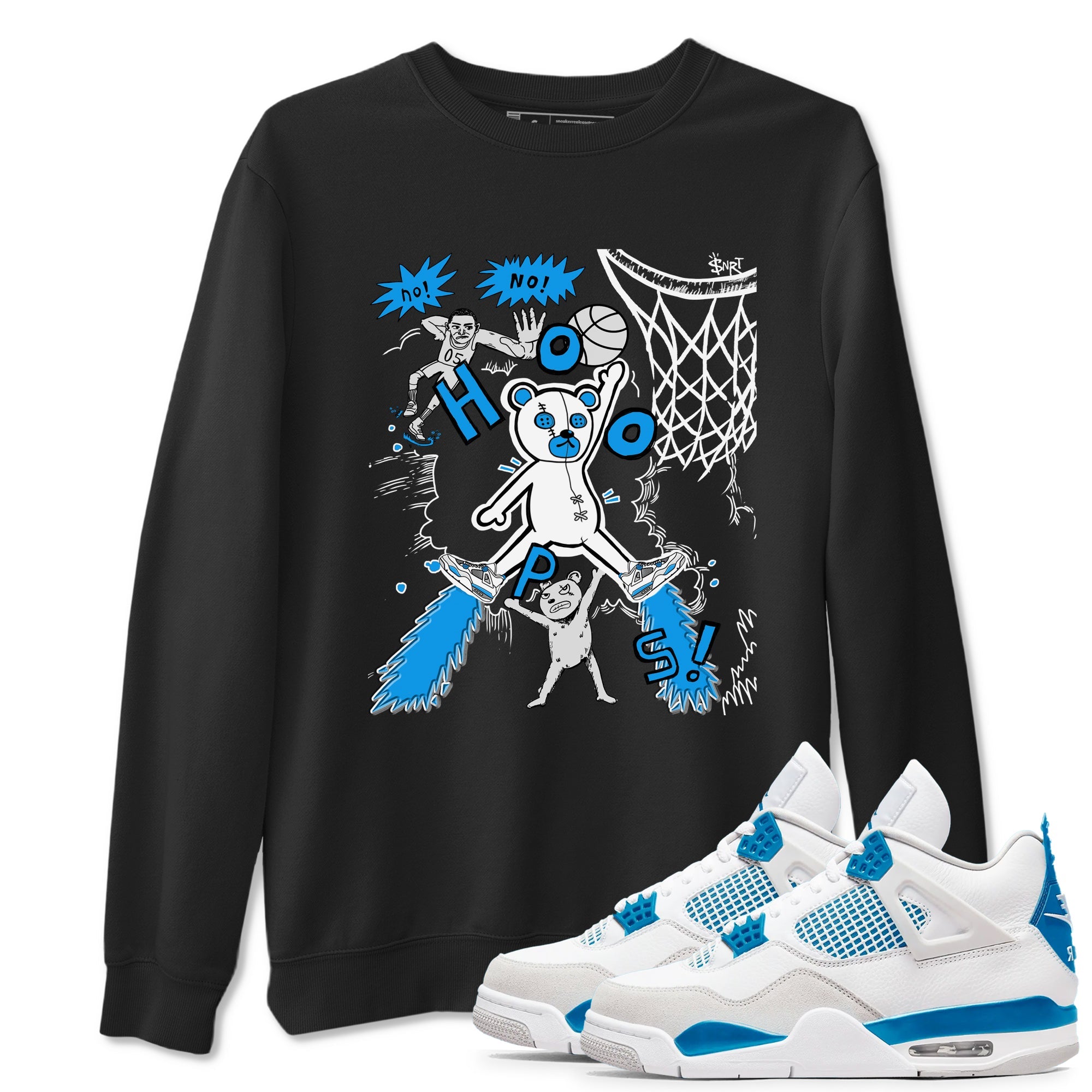 4s Military Blue shirt to match jordans Stop The Bear sneaker tees Air Jordan 4 Military Blue Drip Gear Zone unisex cotton Black 1 crew neck shirt