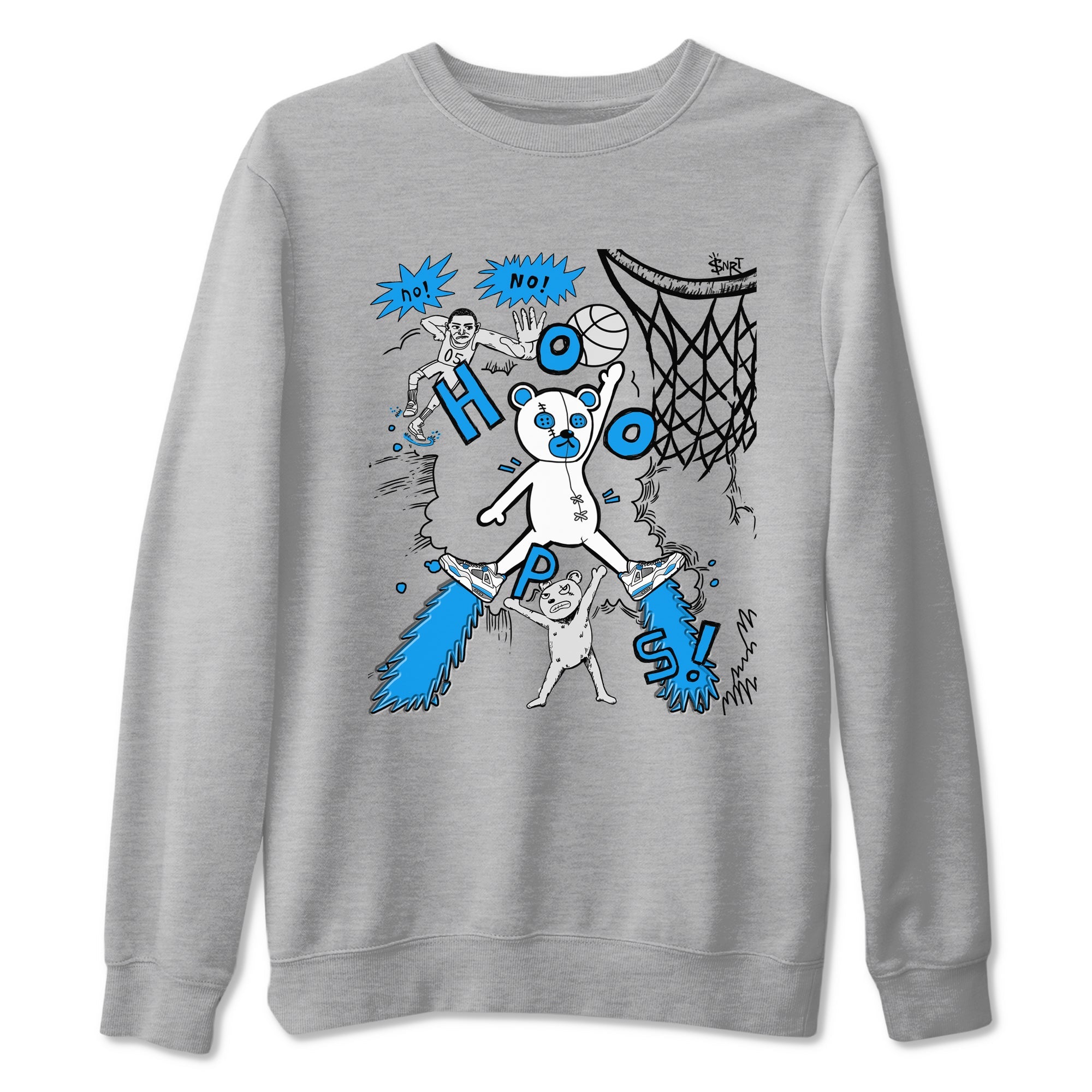 4s Military Blue shirt to match jordans Stop The Bear sneaker tees Air Jordan 4 Military Blue Drip Gear Zone unisex cotton Heather Grey 2 crew neck shirt