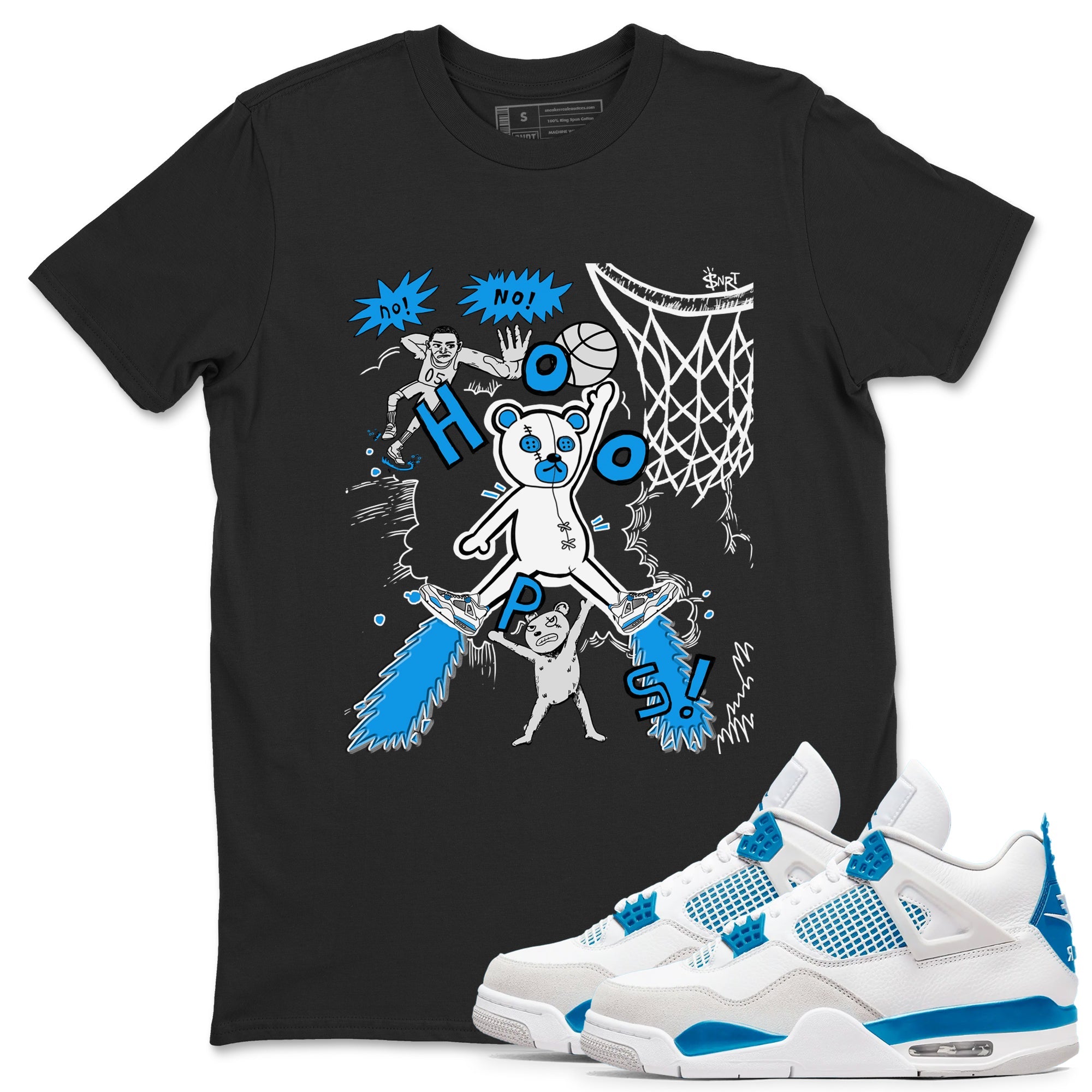 4s Military Blue shirt to match jordans Stop The Bear sneaker tees Air Jordan 4 Military Blue Drip Gear Zone unisex cotton Black 1 crew neck shirt
