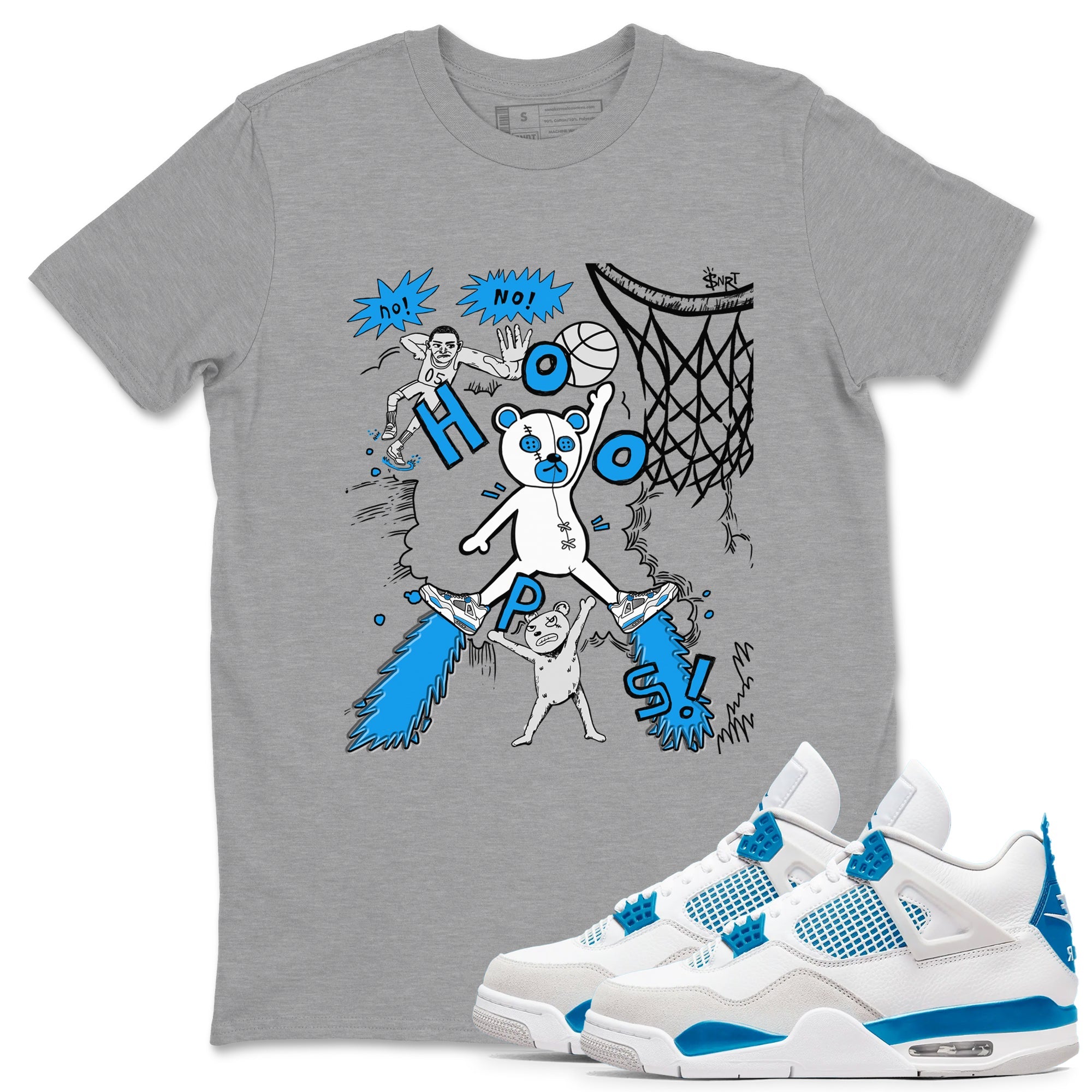 4s Military Blue shirt to match jordans Stop The Bear sneaker tees Air Jordan 4 Military Blue Drip Gear Zone unisex cotton Heather Grey 1 crew neck shirt