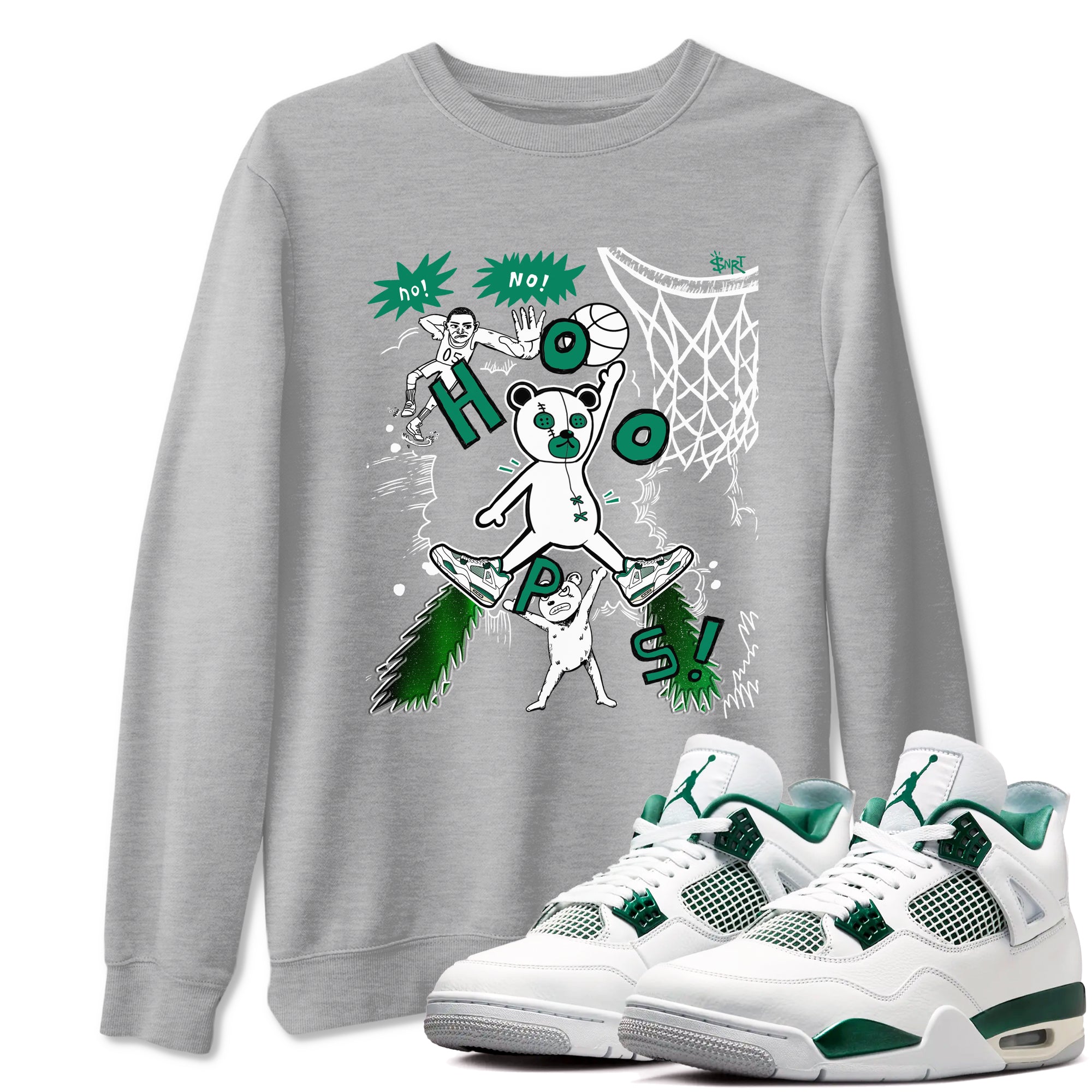 4s Oxidized Green shirts to match jordans Stop The Bear sneaker match tees Air Jordan 4 Oxidized Green Drip Gear Zone streetwear brand Heather Grey 1 unisex cotton tee