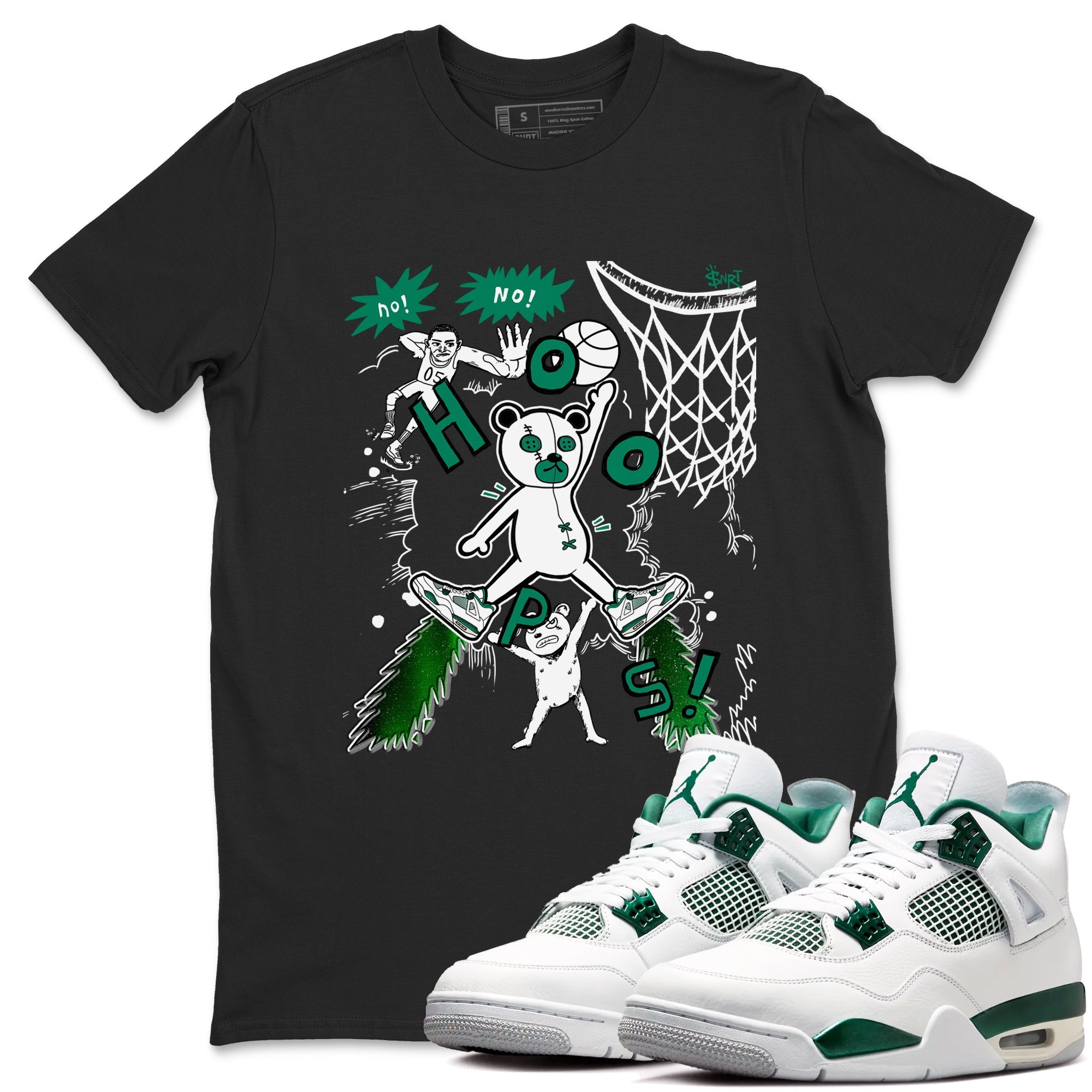 4s Oxidized Green shirts to match jordans Stop The Bear sneaker match tees Air Jordan 4 Oxidized Green Drip Gear Zone streetwear brand Black 1 unisex cotton tee