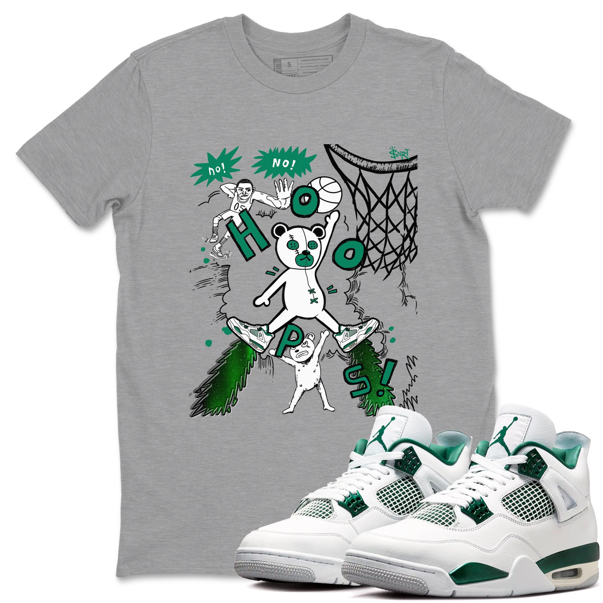 4s Oxidized Green shirts to match jordans Stop The Bear sneaker match tees Air Jordan 4 Oxidized Green Drip Gear Zone streetwear brand Heather Grey 1 unisex cotton tee