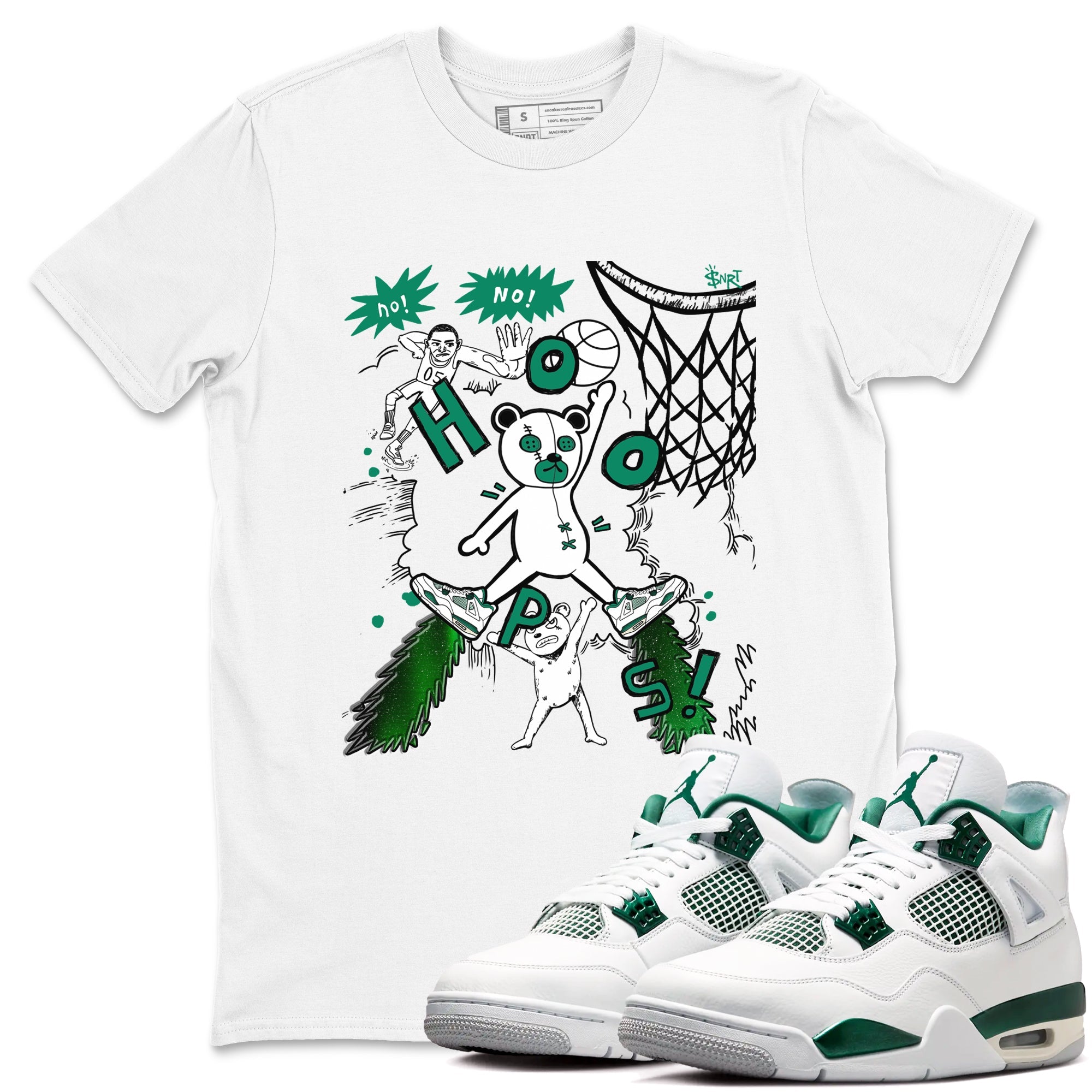 4s Oxidized Green shirts to match jordans Stop The Bear sneaker match tees Air Jordan 4 Oxidized Green Drip Gear Zone streetwear brand White 1 unisex cotton tee