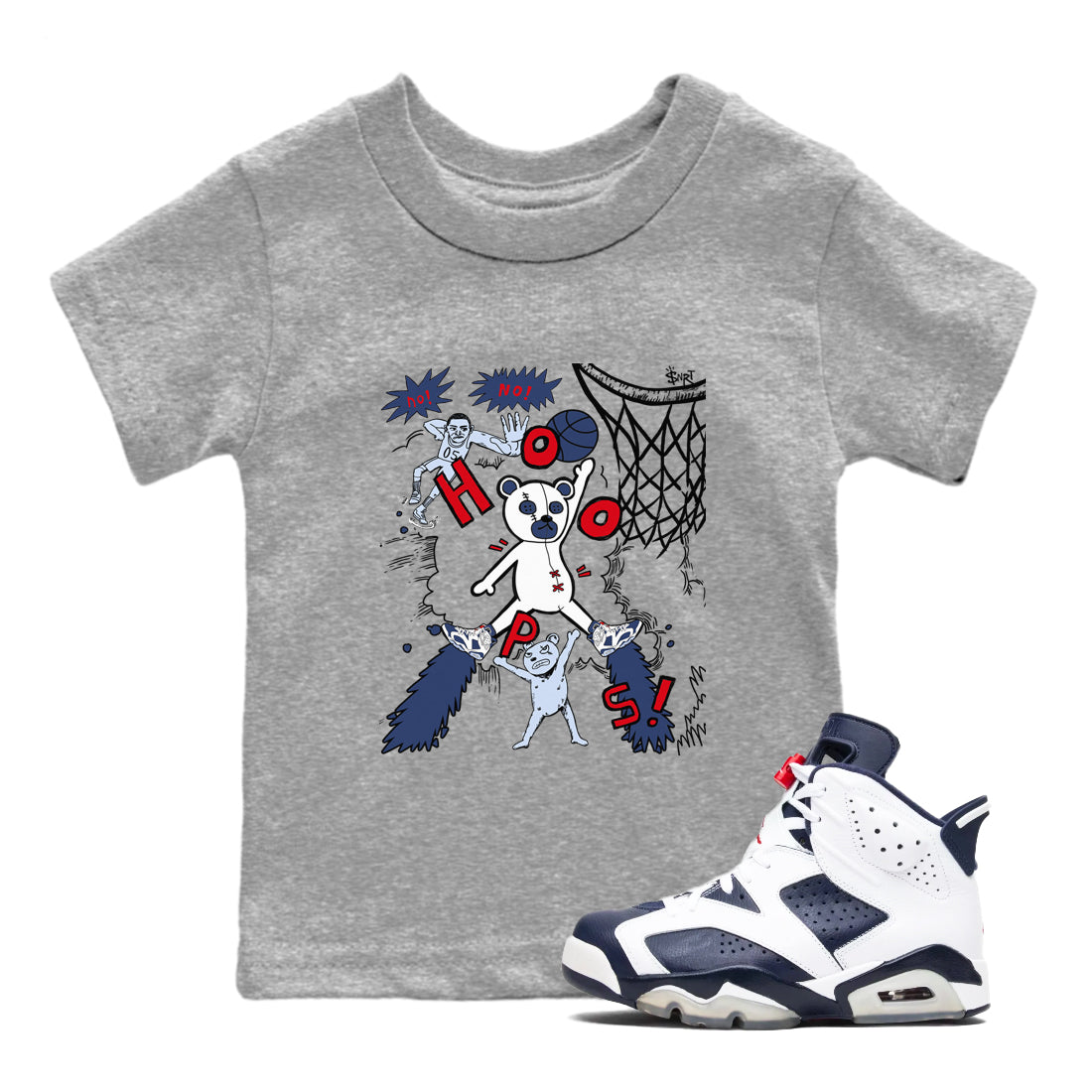 6s Olympic shirt to match jordans Stop The Bear sneaker tees Air Jordan 6 Olympic Drip Gear Zone baby toddler Heather Grey 1 cotton Shirt
