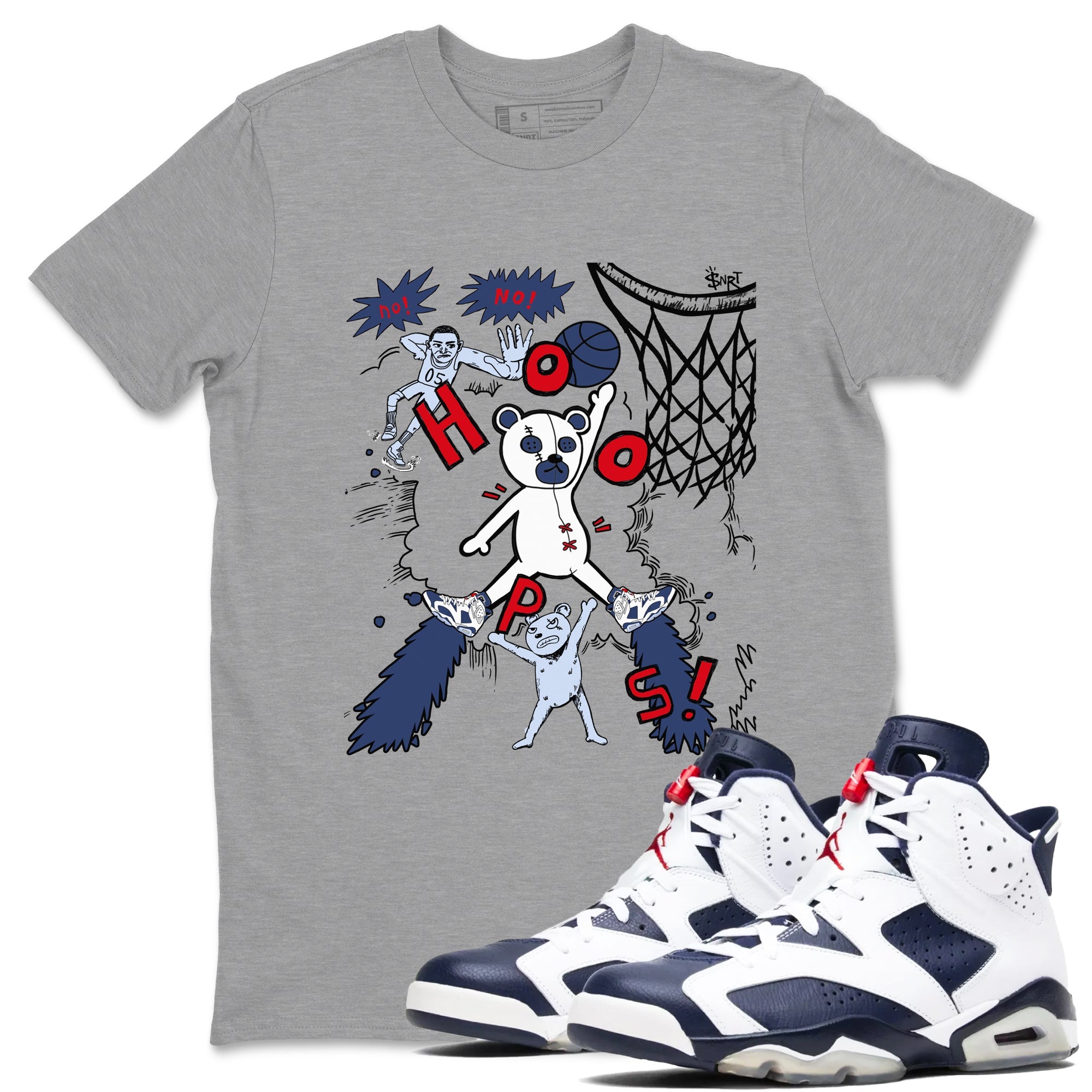 6s Olympic shirt to match jordans Stop The Bear sneaker tees Air Jordan 6 Olympic Drip Gear Zone unisex cotton Heather Grey 1 crew neck shirt
