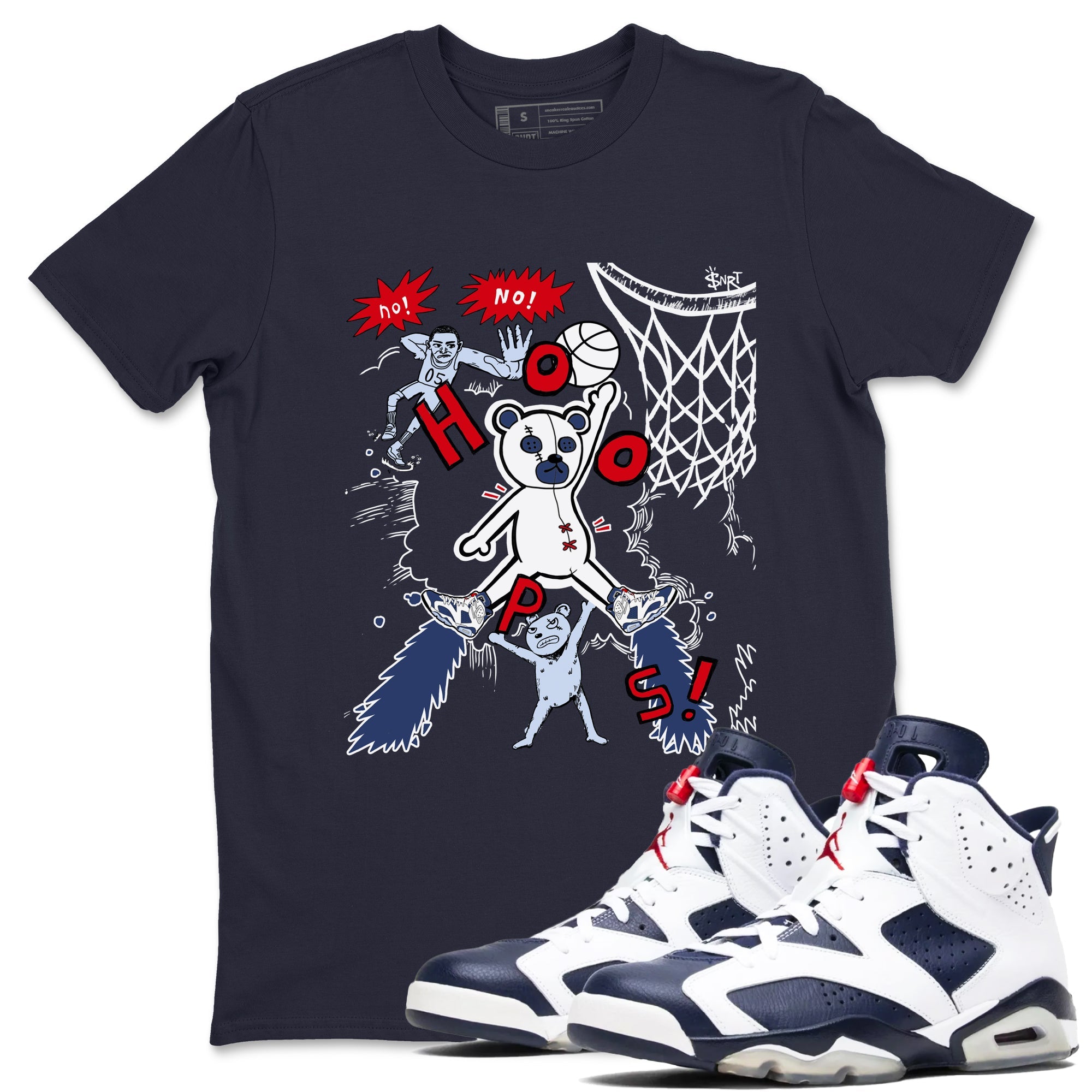 6s Olympic shirt to match jordans Stop The Bear sneaker tees Air Jordan 6 Olympic Drip Gear Zone unisex cotton Navy 1 crew neck shirt
