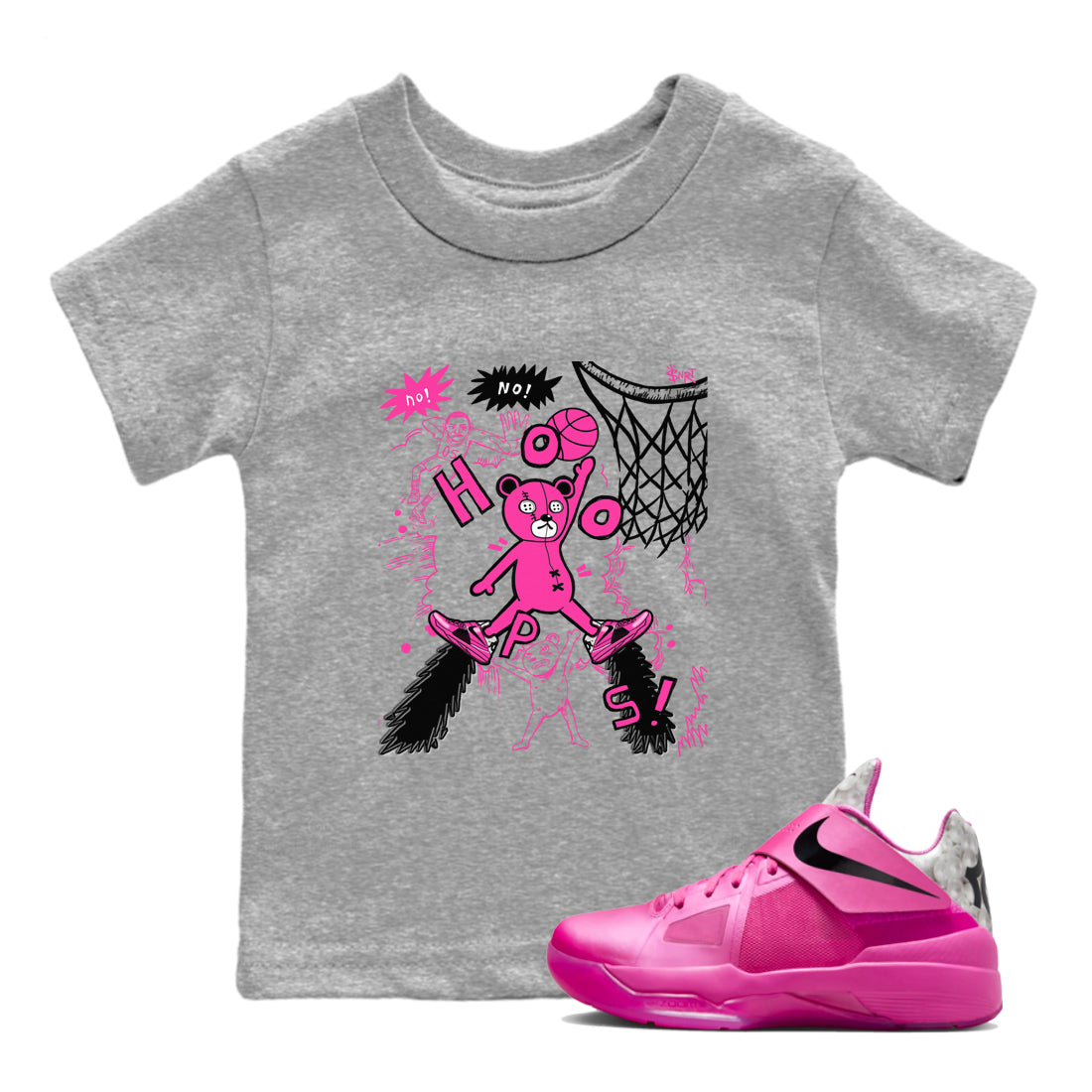 Nike KD 4 Retro Aunt Pearl shirts to match jordans Stop The Bear sneaker match tees Nike KD 4 Aunt Pearl match shoes to clothes Drip Gear Zone Youth Baby Heather Grey 1 tee
