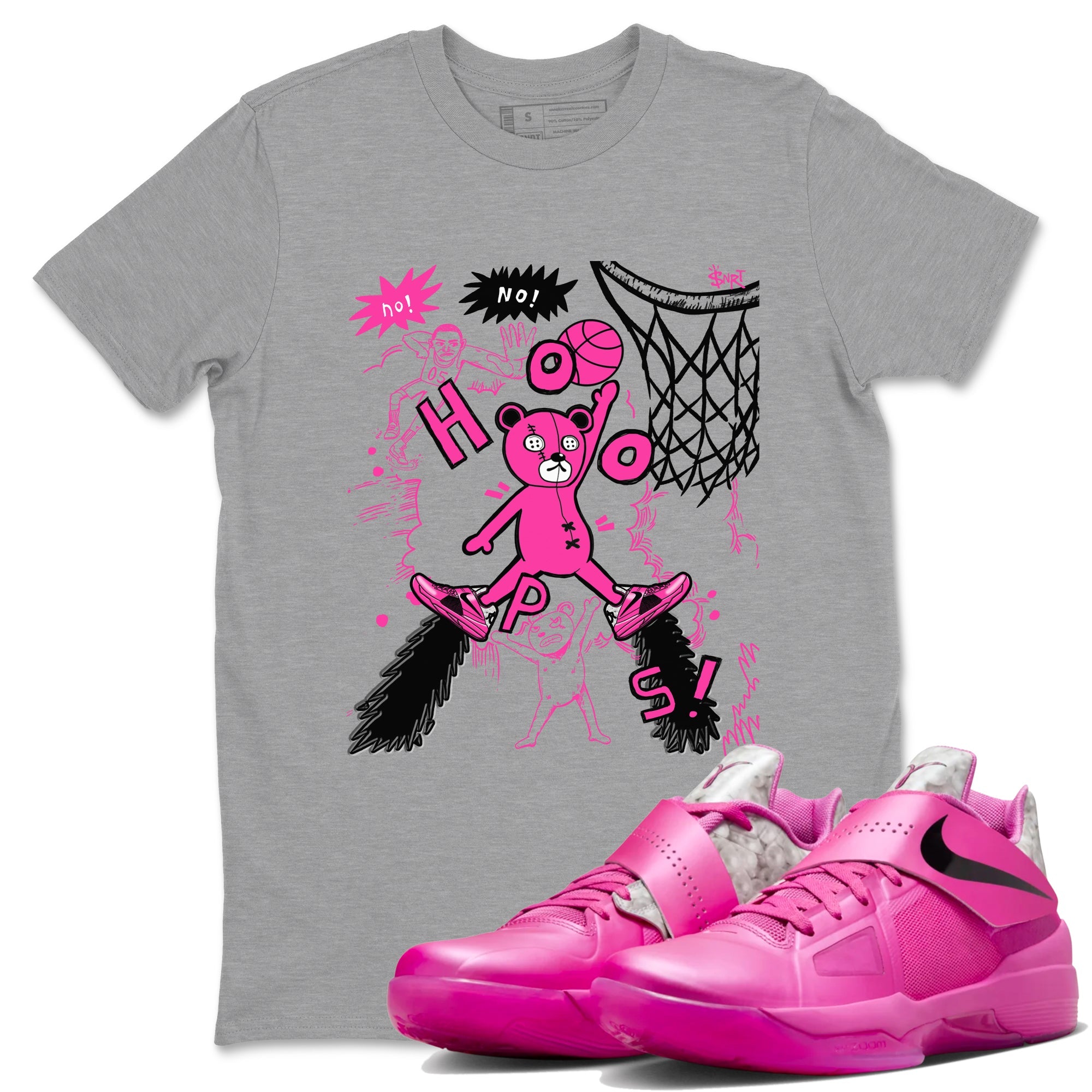 Nike KD 4 Retro Aunt Pearl shirts to match jordans Stop The Bear sneaker match tees Nike KD 4 Aunt Pearl match shoes to clothes Drip Gear Zone unisex cotton Heather Grey 1 shirts