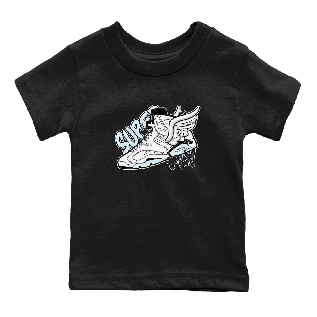 AJ6 White Black shirts to match jordans Super Fly sneaker match tees Air Jordan 6 White Black Drip Gear Zone streetwear brand Baby and Youth Black 2 cotton tee