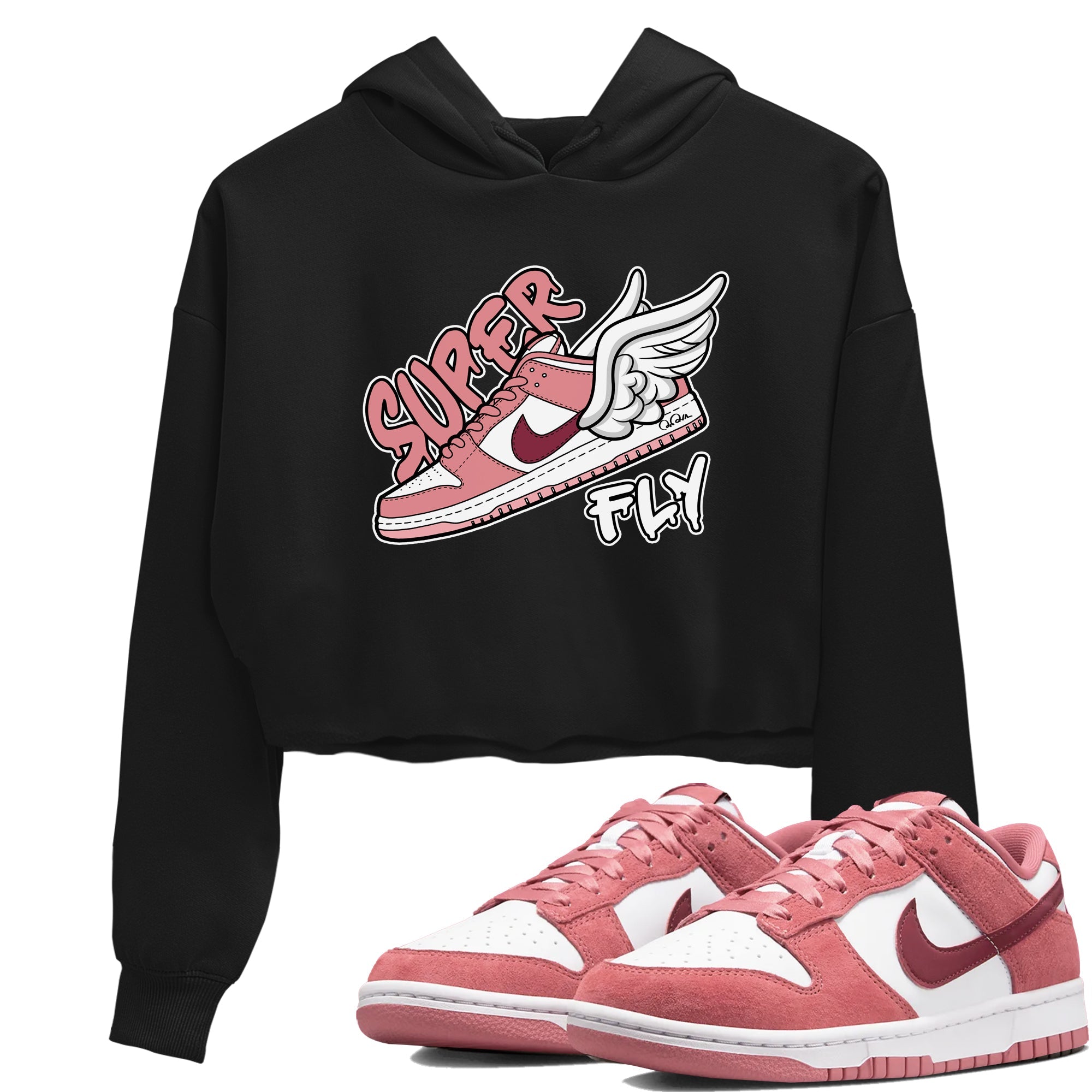 Dunk Valentines Day 2024 shirt to match jordans Super Fly sneaker tees Dunk Happy Valentines Day 2024 Drip Gear Zone Black 1 Crop T-Shirt